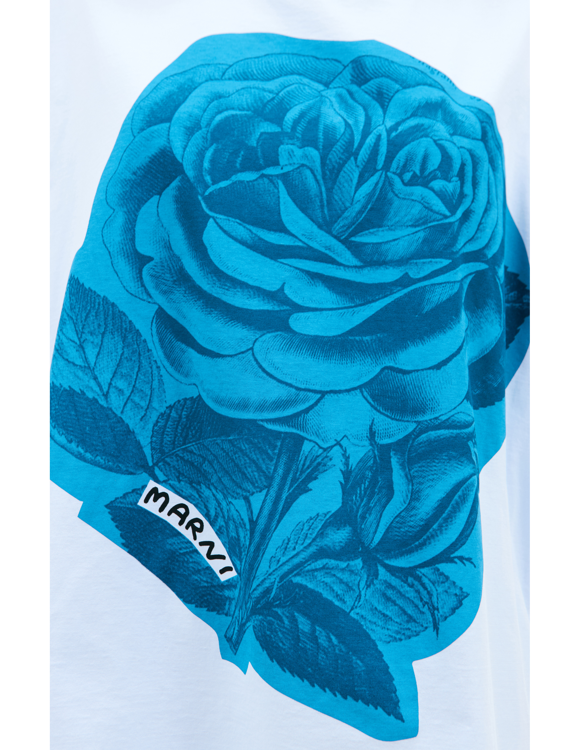 Shop Marni Rose Printed T-shirt In Blue