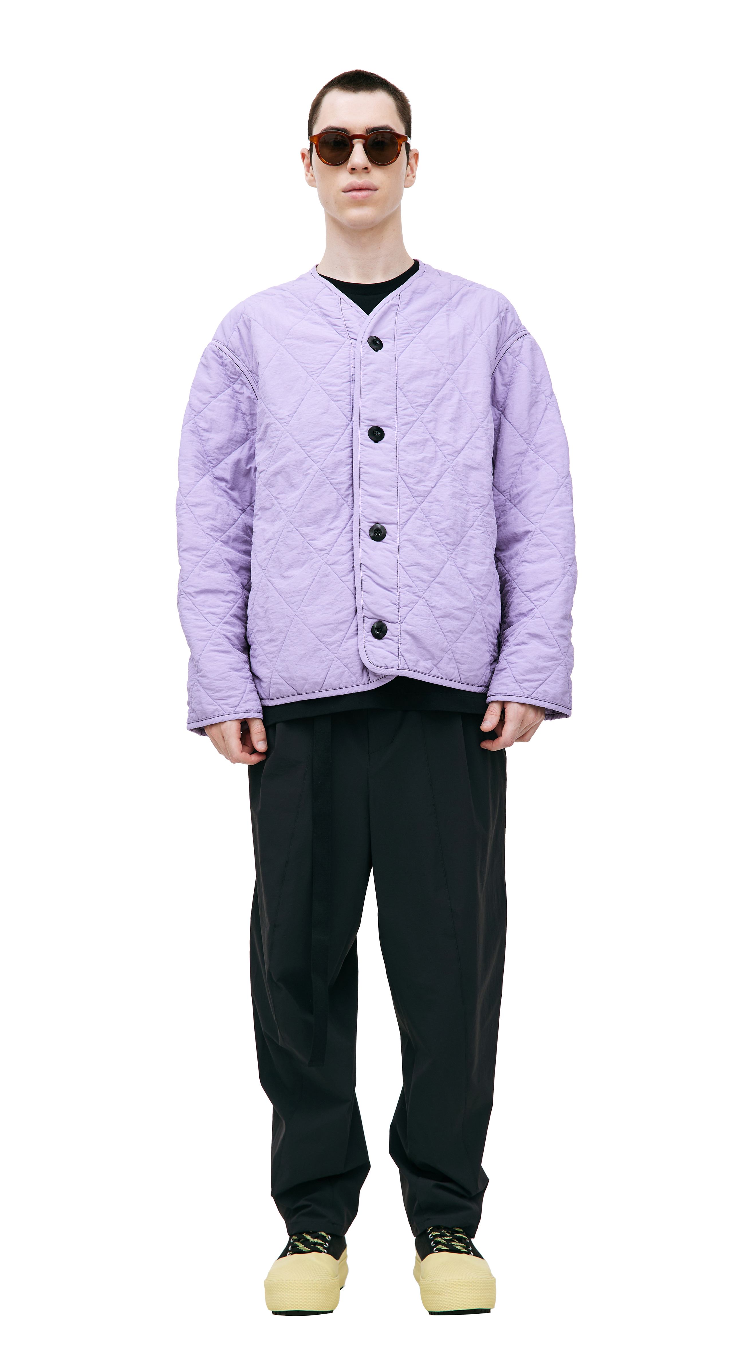 Buy OAMC men light purple combat quilted jacket for $540 online on