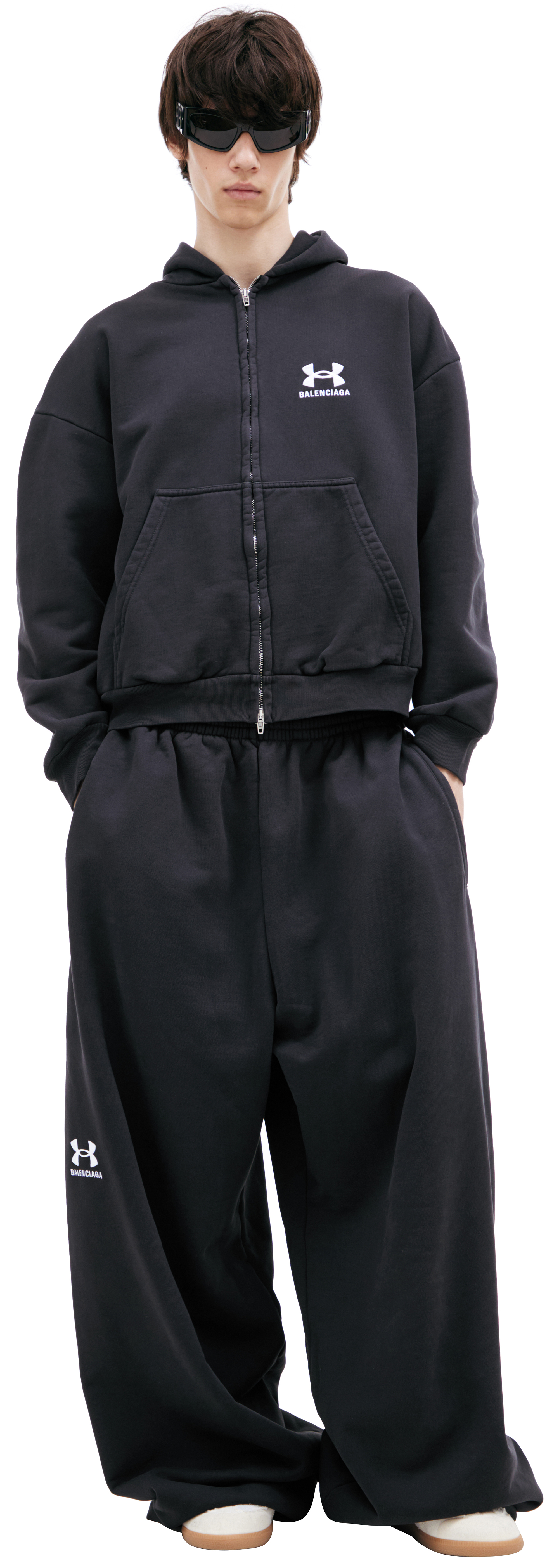 Buy Balenciaga men black x under armour trousers for $1,550 online