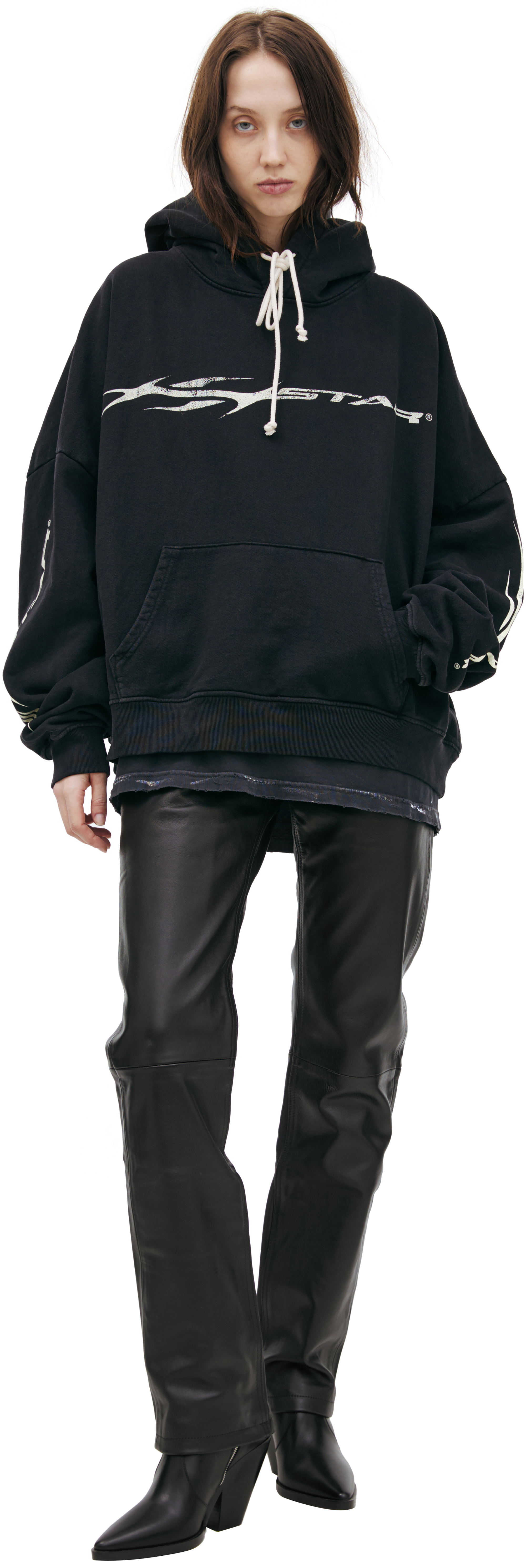 Buy Hellstar women black print hoodie for $291 online on SV77