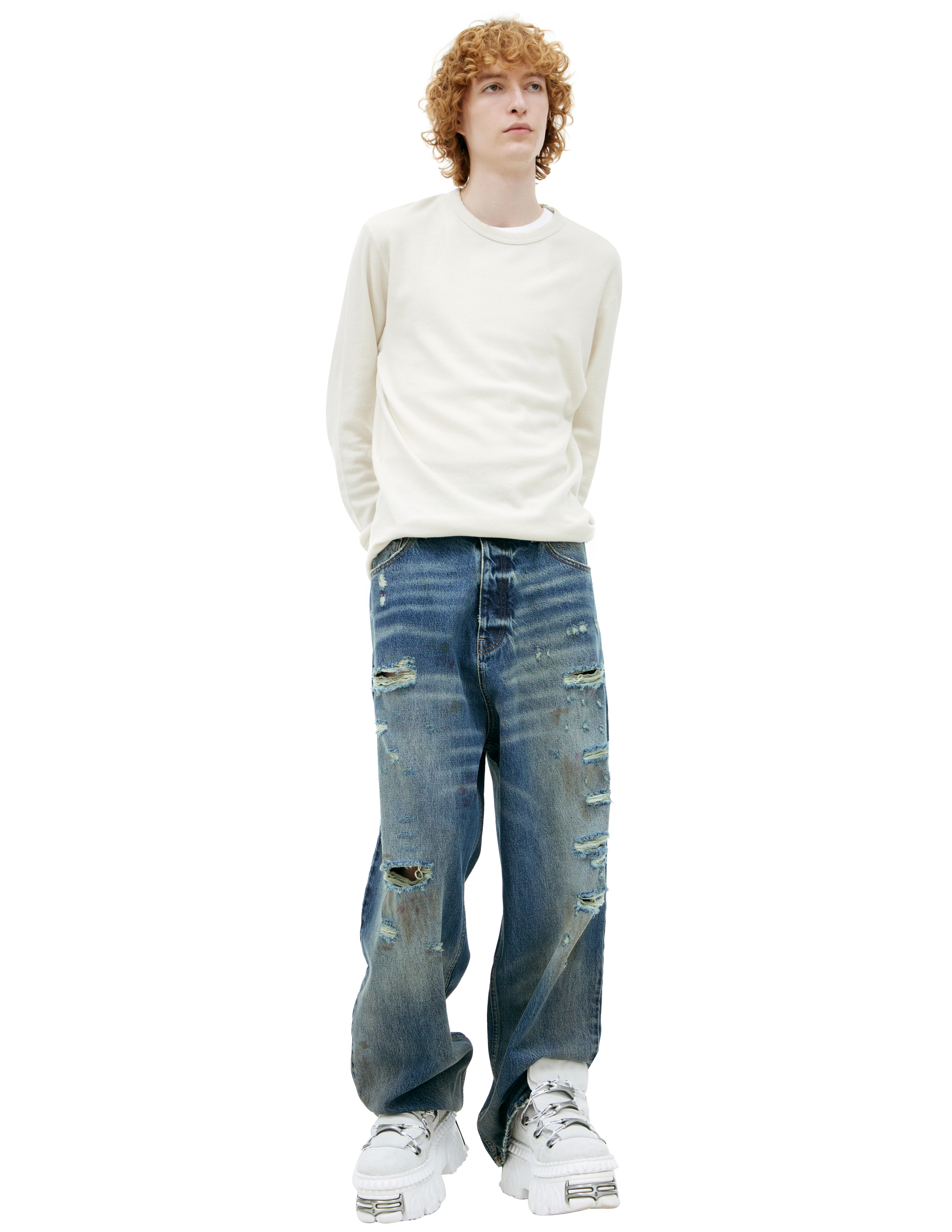Vetements Blue Ripped Effect Jeans