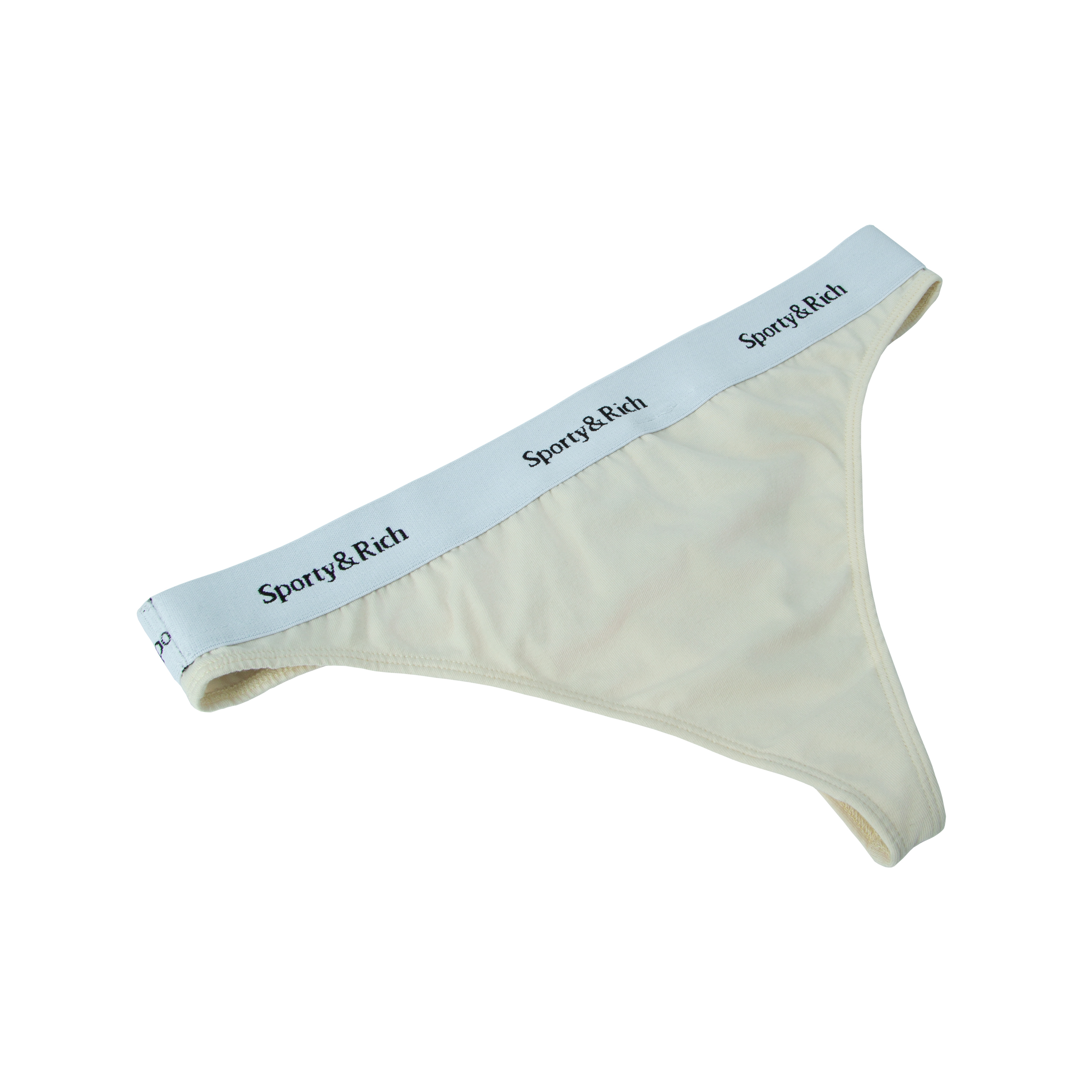 Shop Sporty And Rich Beige Serif Thong