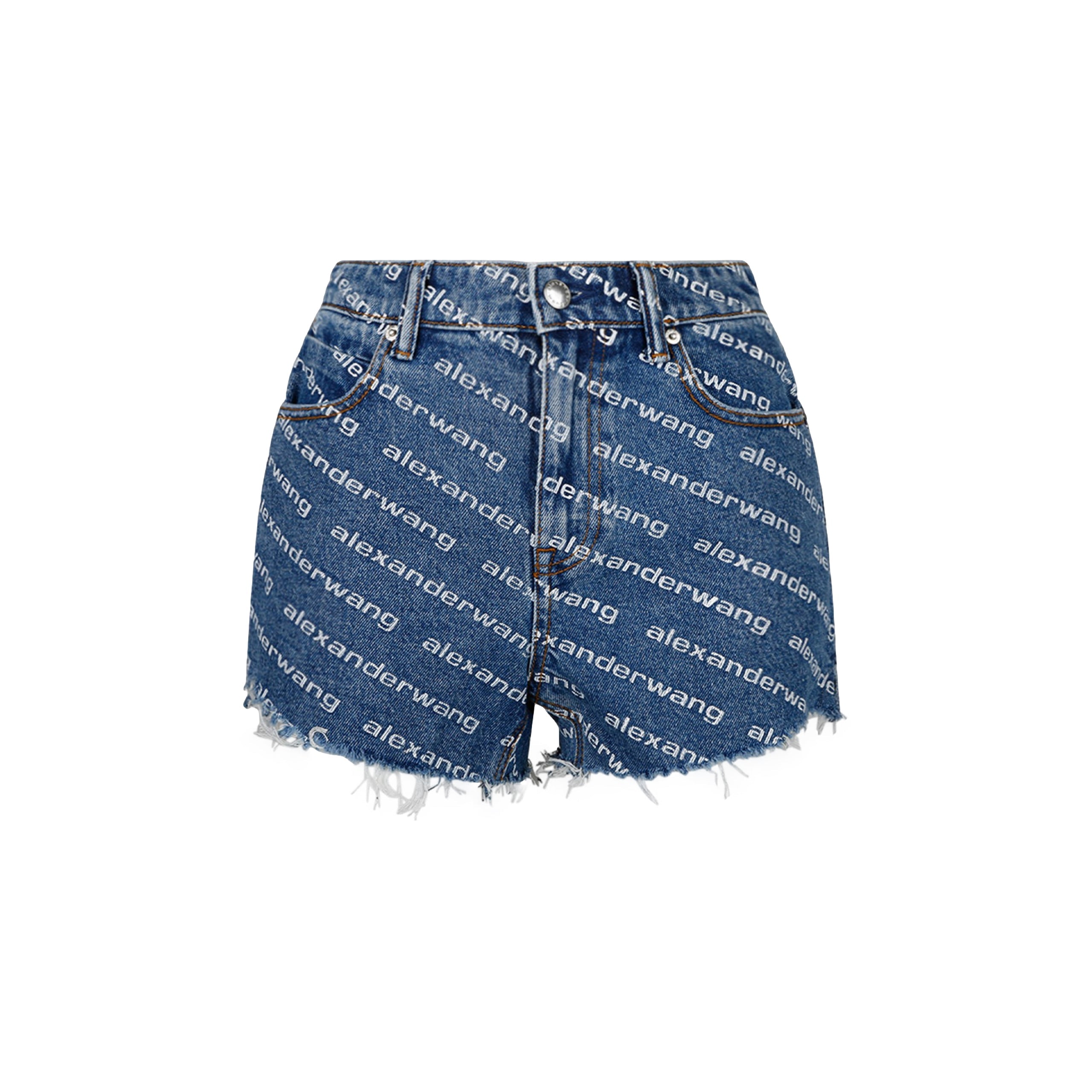 Buy Alexander Wang women bite logo short in deep blue denim