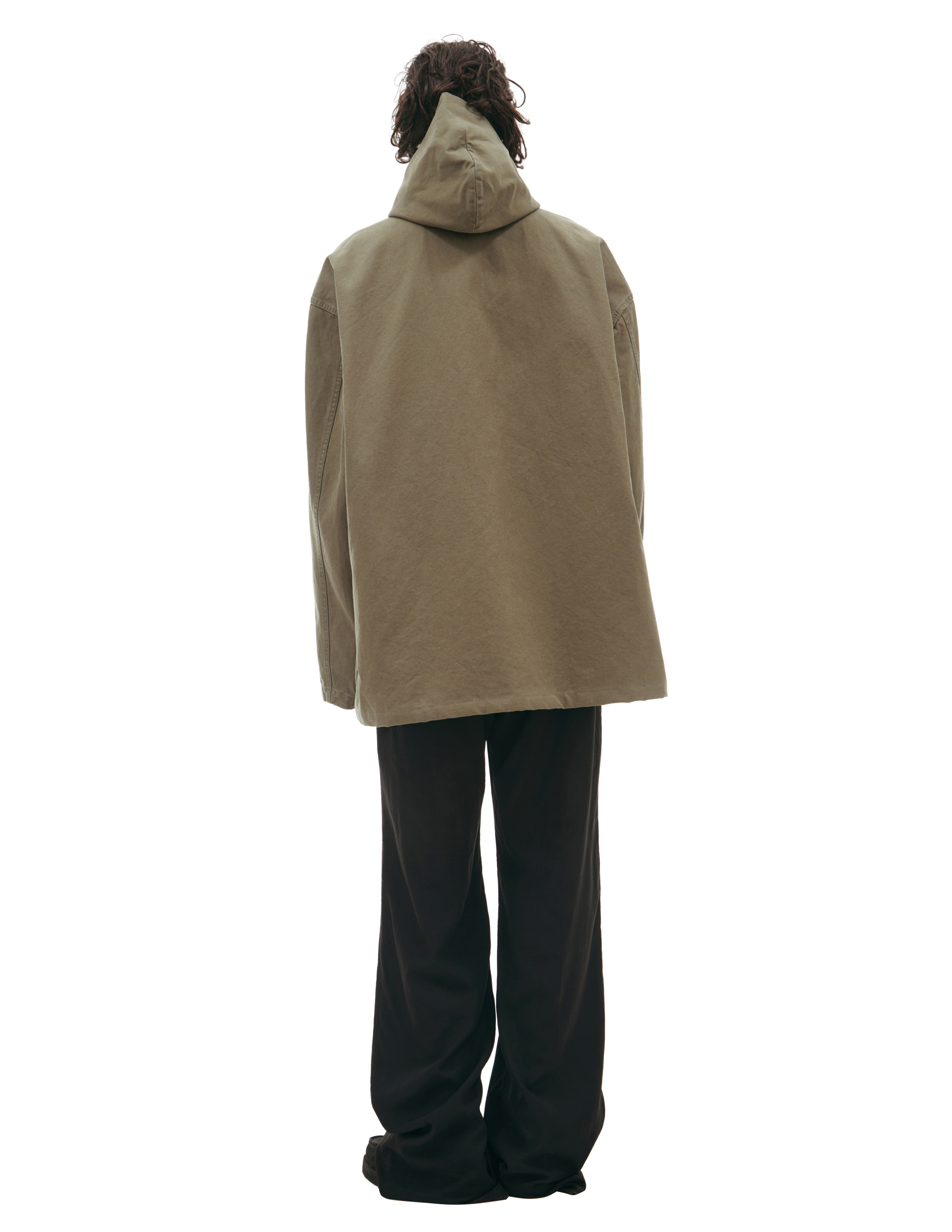Balenciaga Khaki Hooded Jacket In Khaki