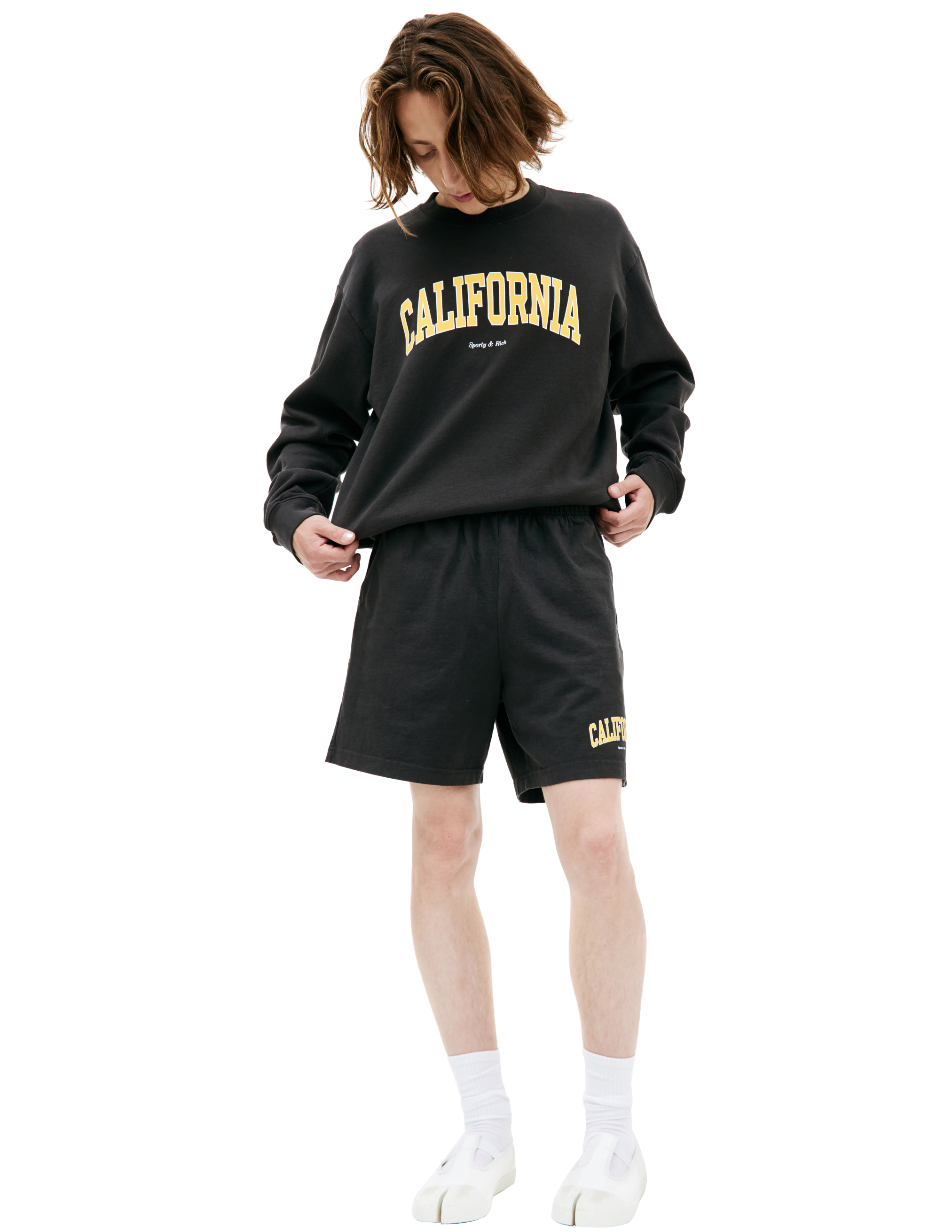 Sporty And Rich Faded California Gym Shorts With Back Pocket In Brown
