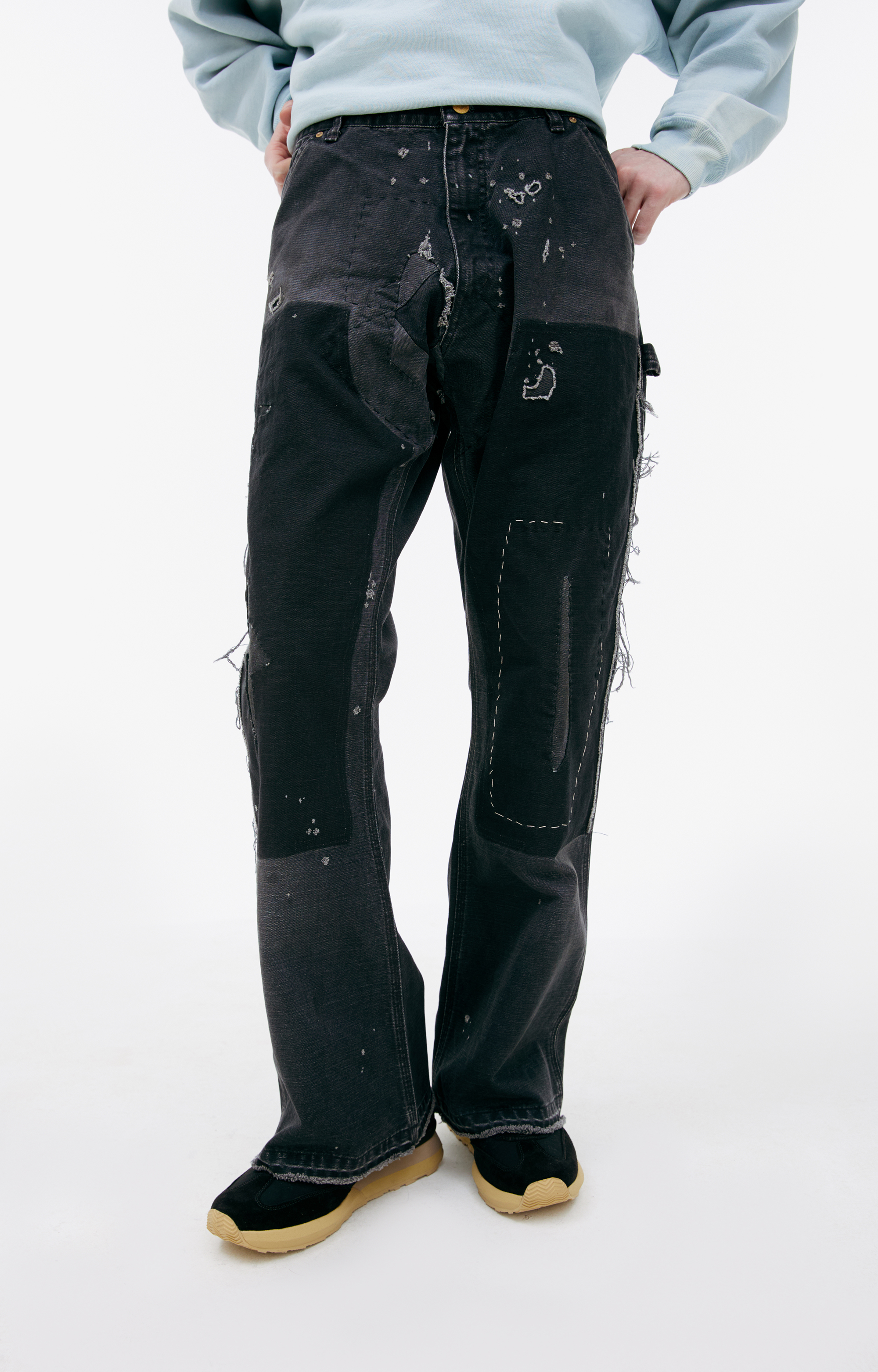 Buy Saint Mxxxxxx men black jeans with patches for $923 online on
