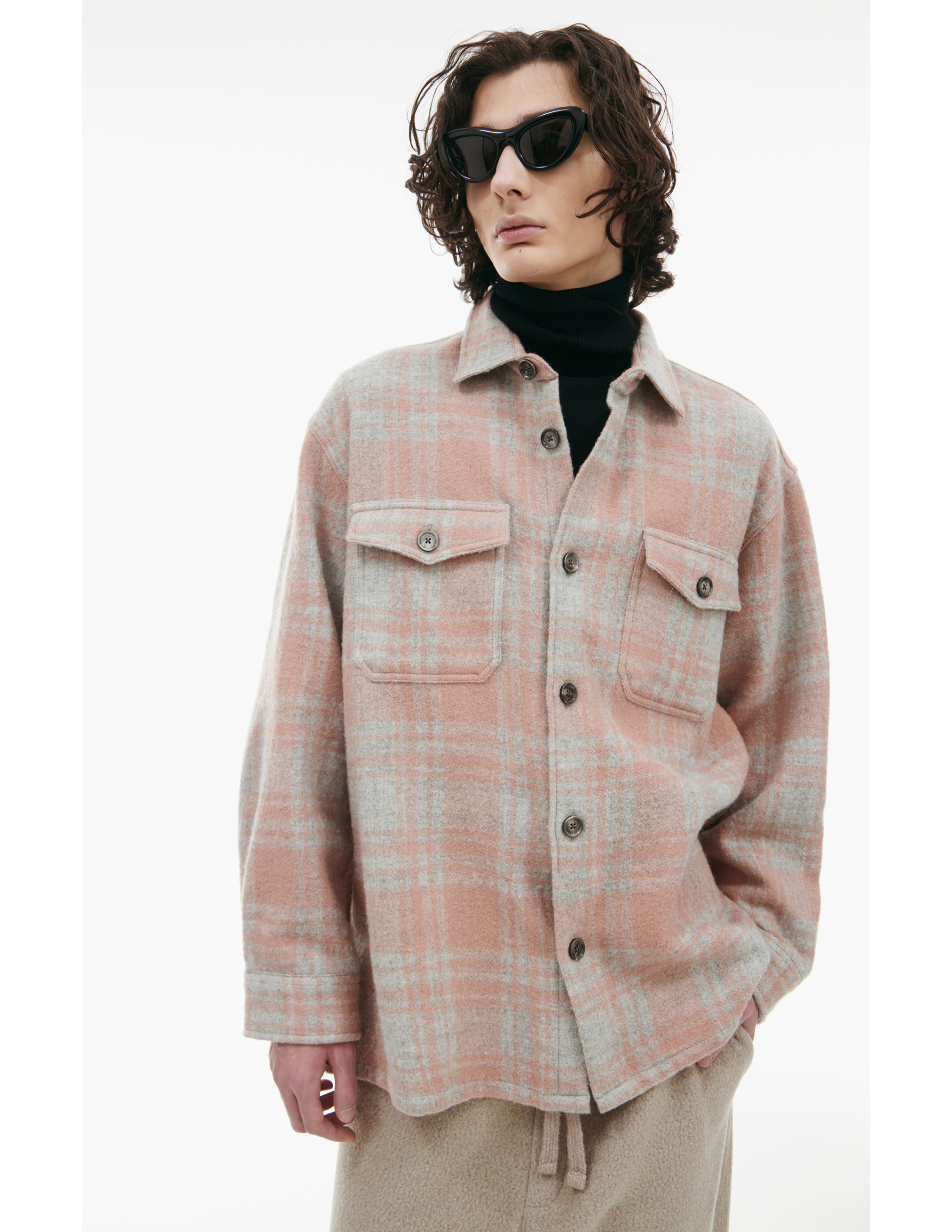 Ami Alexandre Mattiussi Plaid Flannel Shirt In Pink