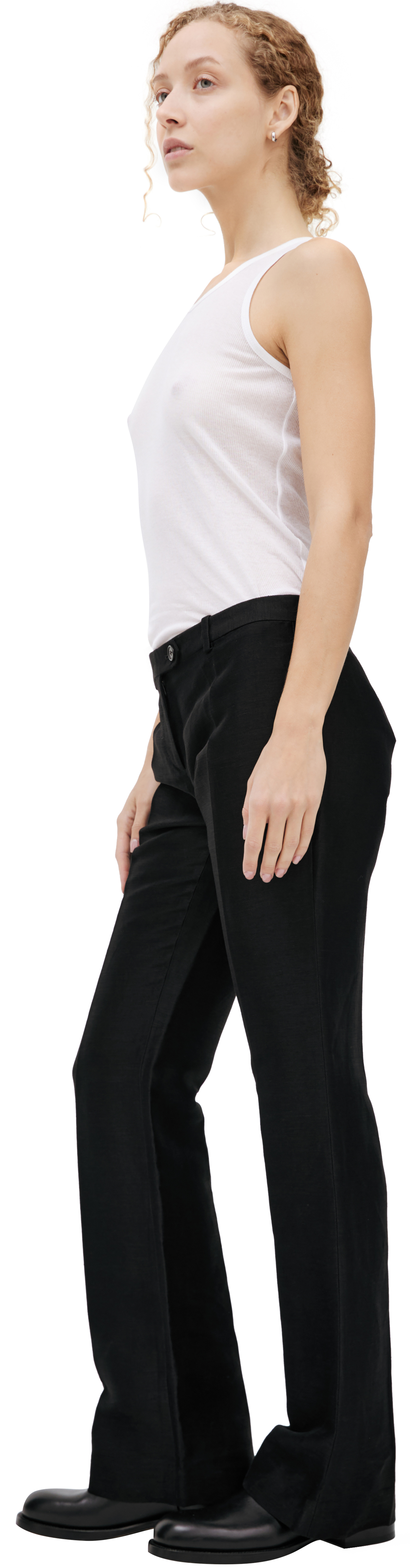 The Row Black linen trousers