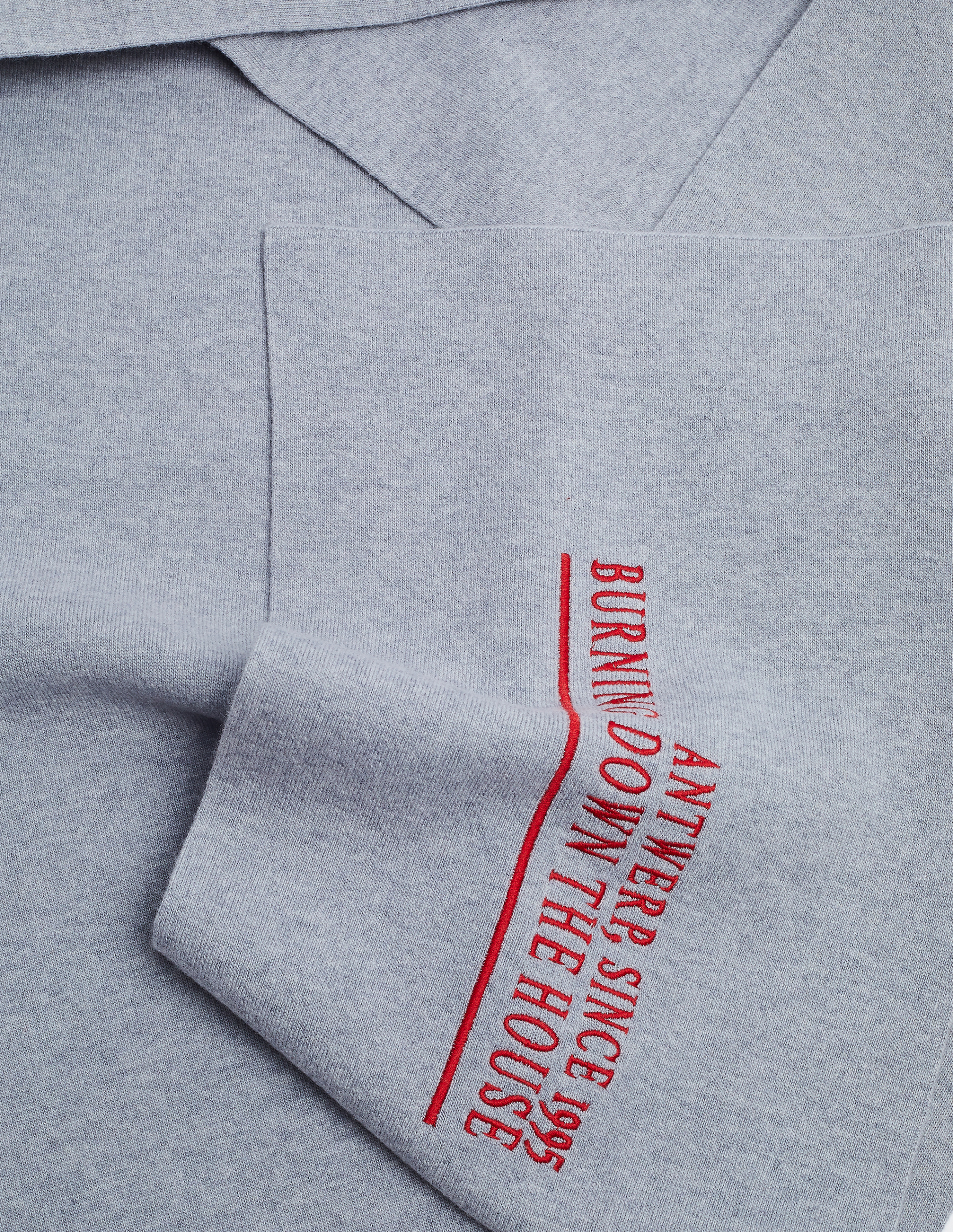 Raf Simons Embroidered Grey Wool & Cashmere Scarf