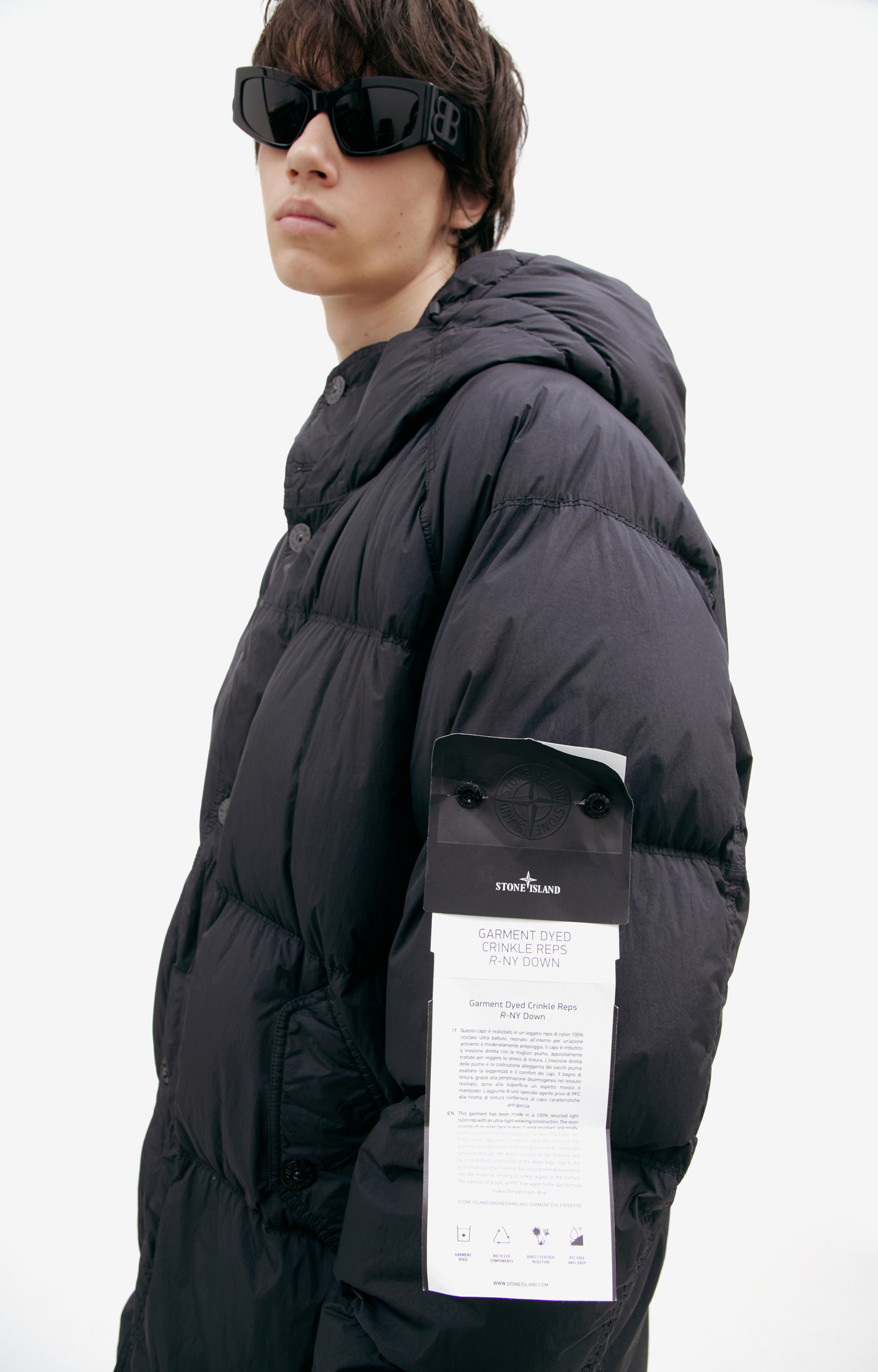 Stone Island Down jacket with a hood