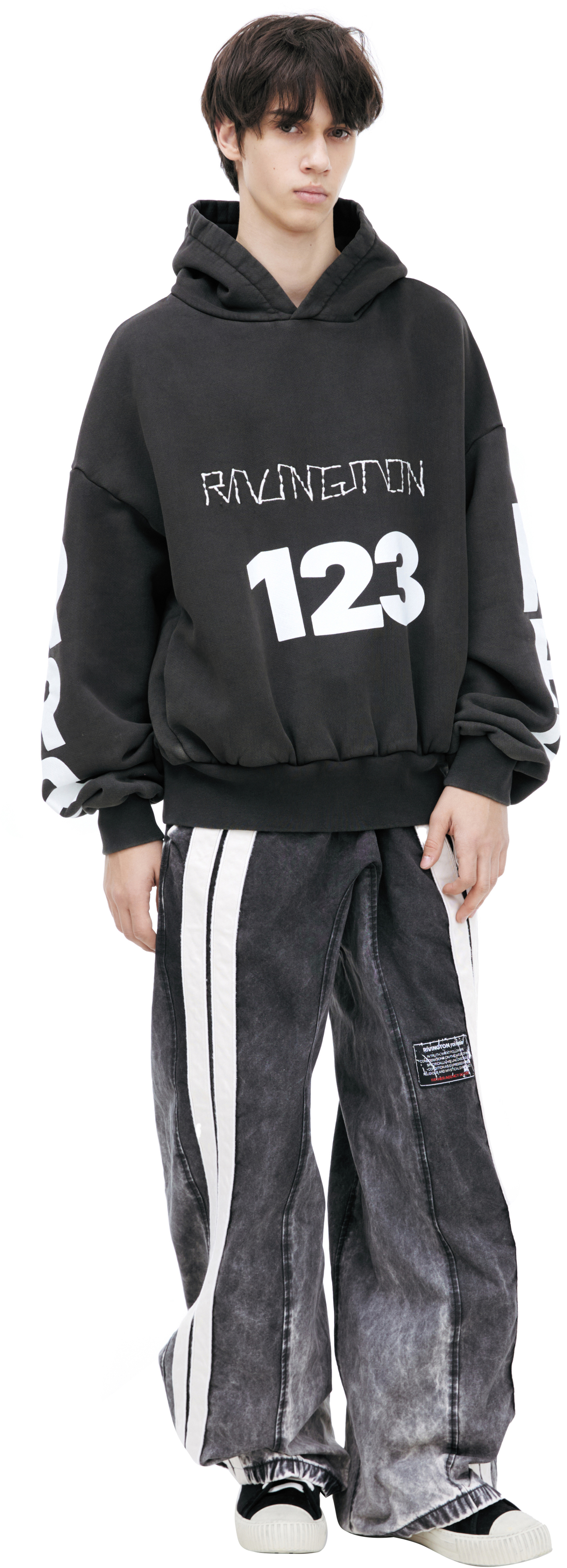 RRR123 Embroidered logo hoodie