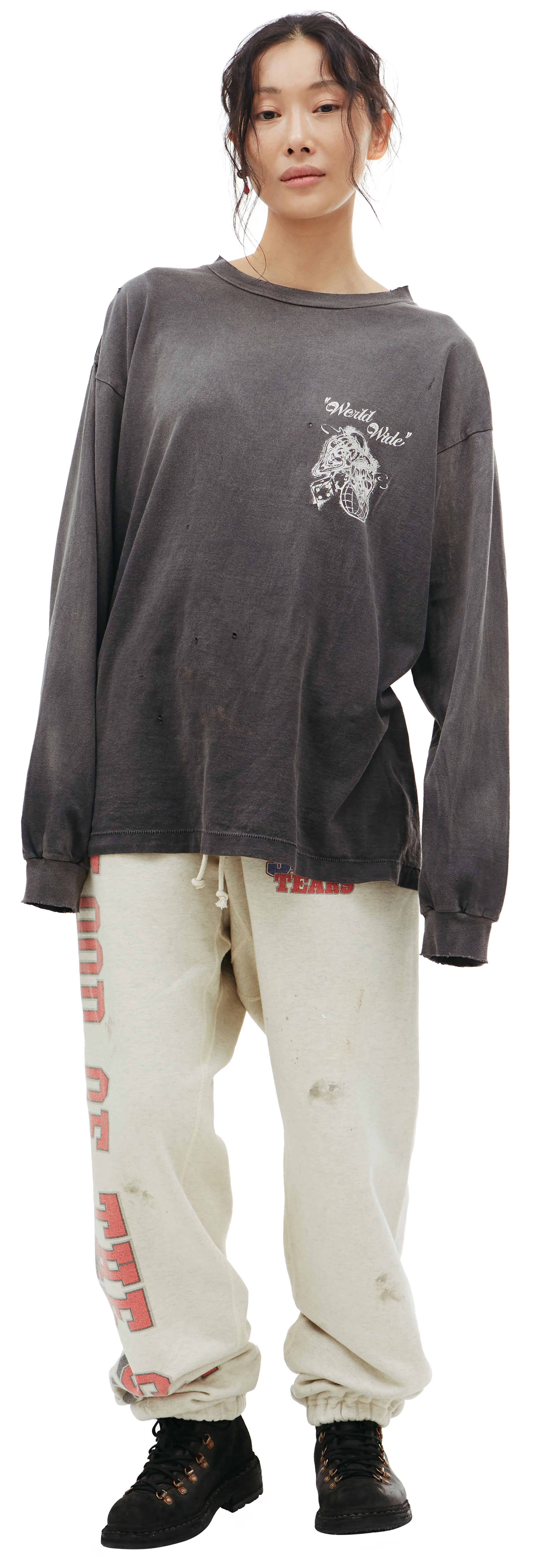 Saint Michael Saint Michael x Born x Raised distressed longsleeve t-shirt