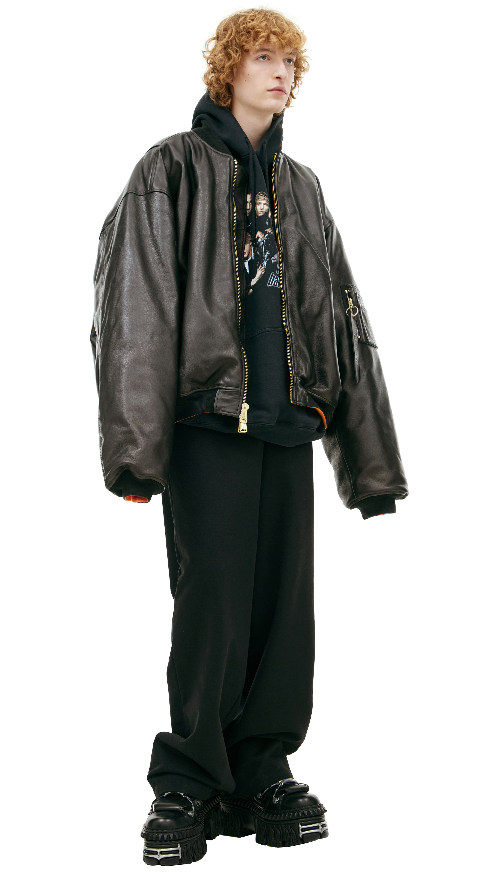 VETEMENTS Black leather bomber