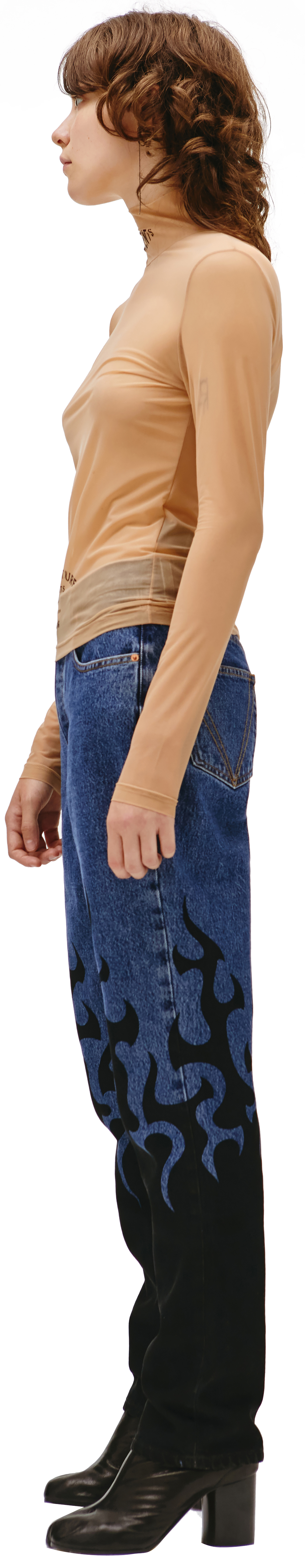 VETEMENTS Black Logo Sheer Rollneck Top