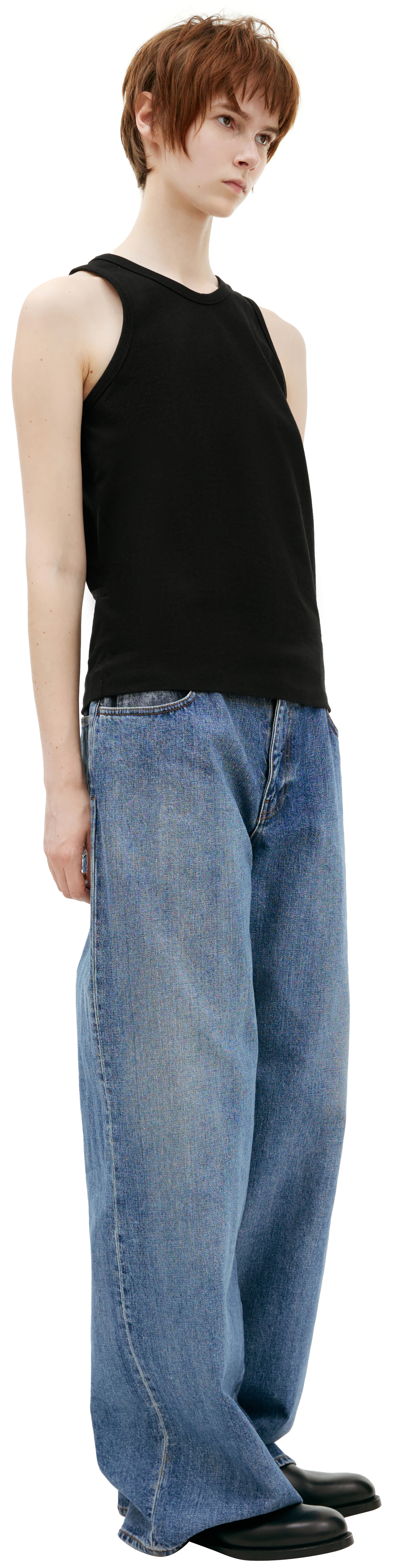 The Row Black silk top