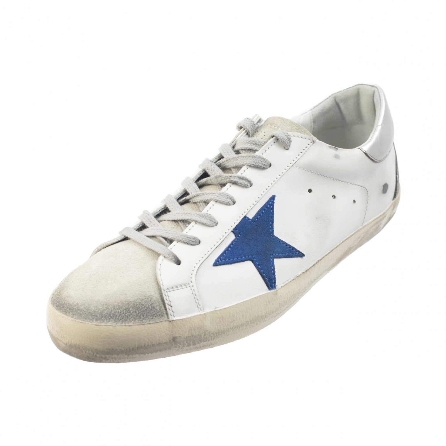 Golden Goose Superstar white sneakers with Blue Star