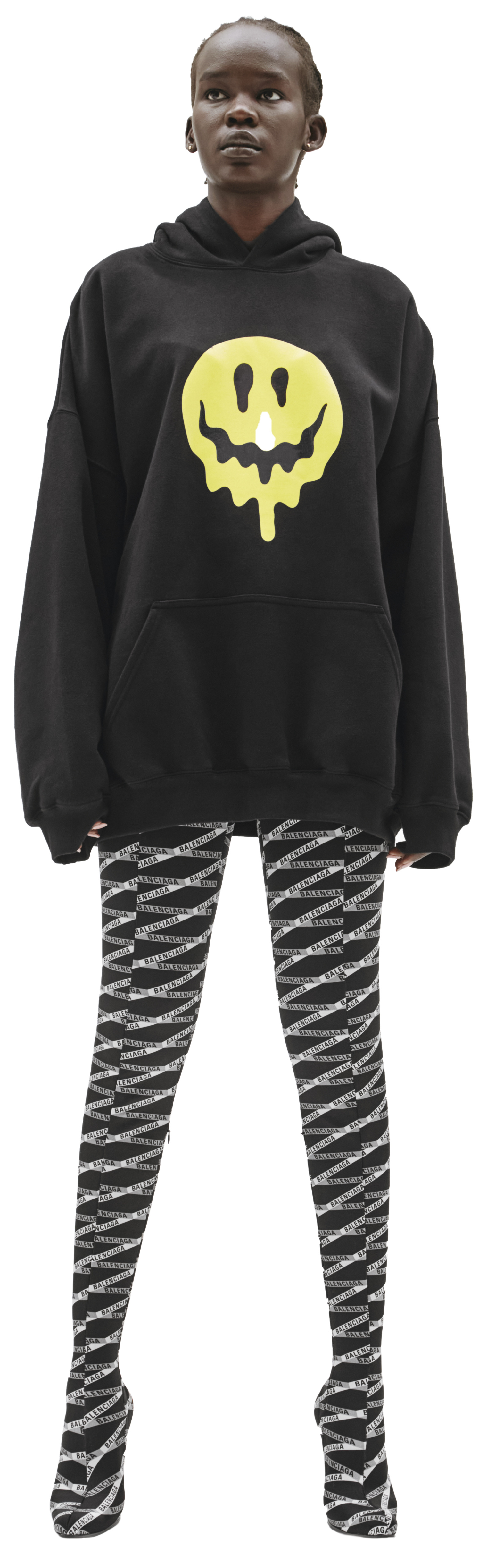 Balenciaga Black Printed Hoodie