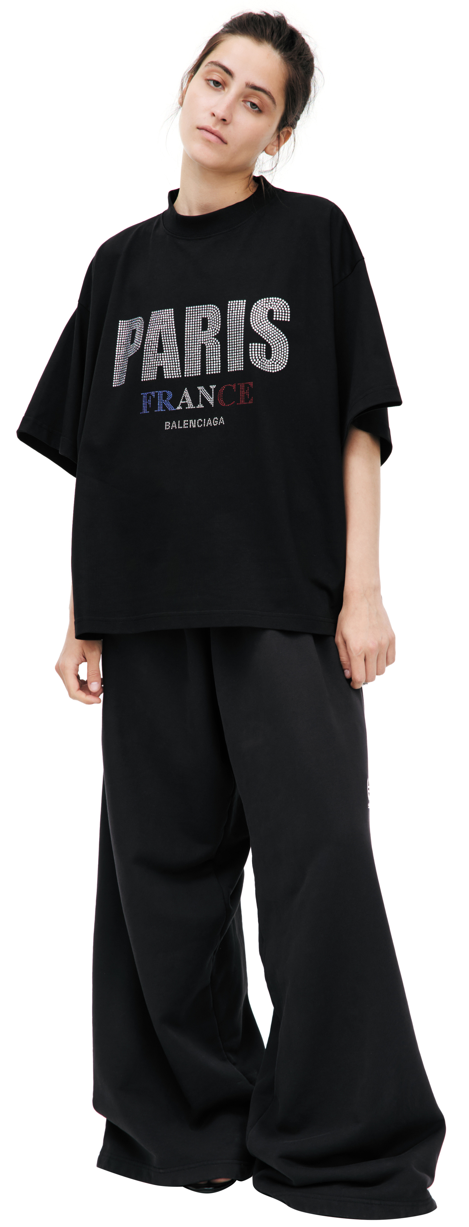 Balenciaga T-shirt with rhinestone logo