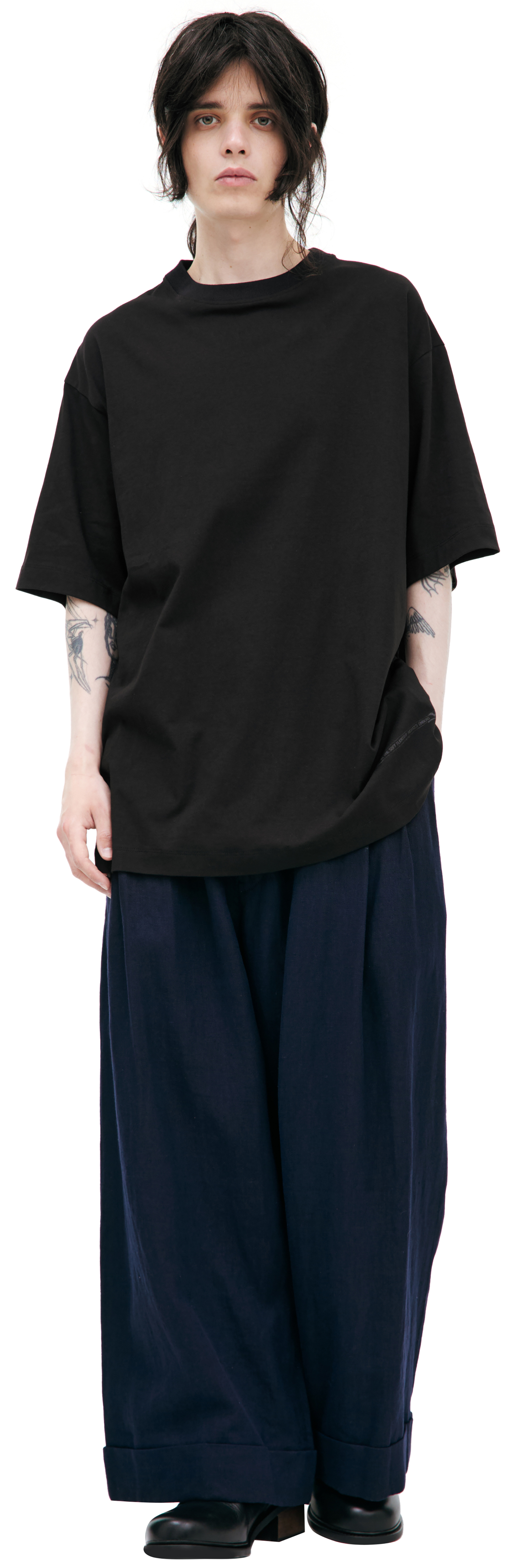 Ziggy Chen Футболка-0M2520209 принт дым на спине, оверсайз, черн