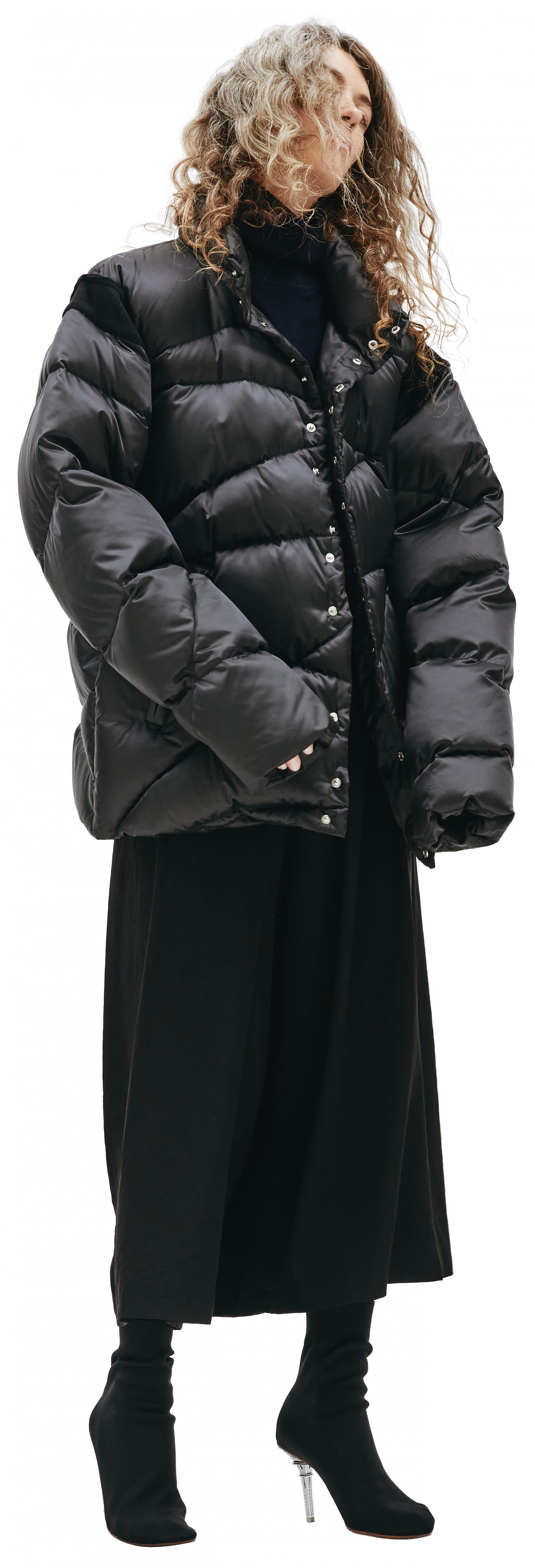 Undercover Asymmetrically quilted down jacket