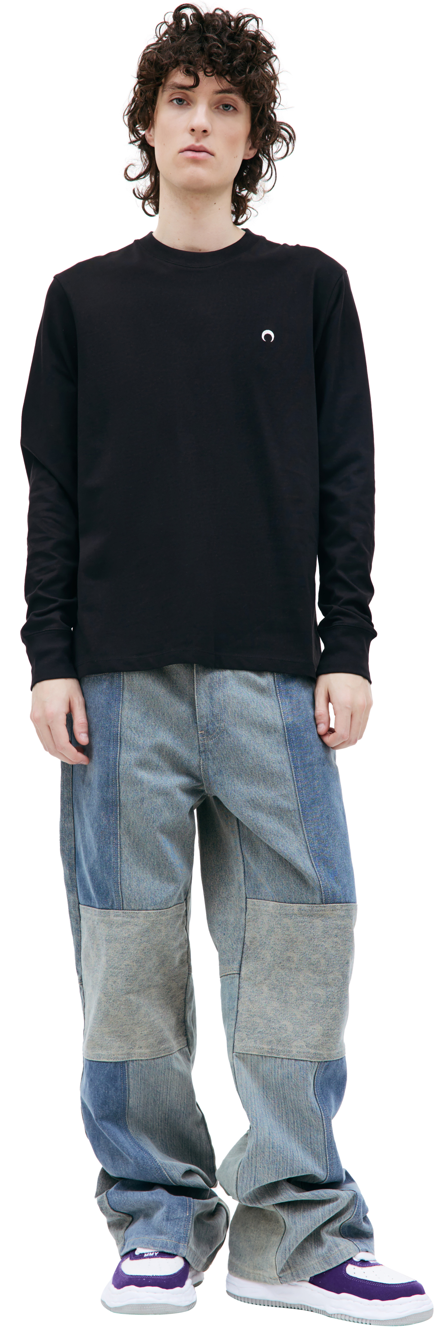 MARINE SERRE Black embroidered longsleeve