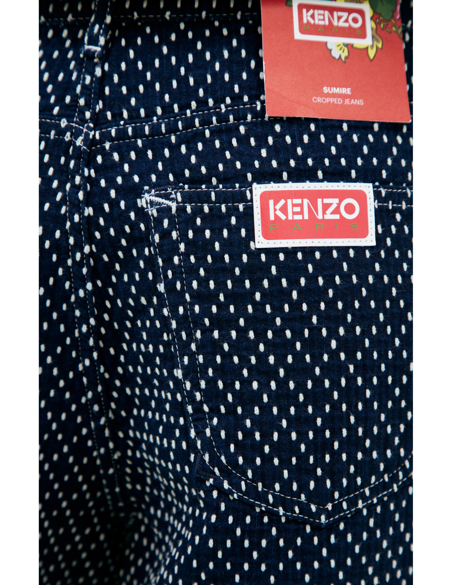 KENZO Брюки-FD62DP2236I1 прошиты белыми нитками, широкие, укороч, синий