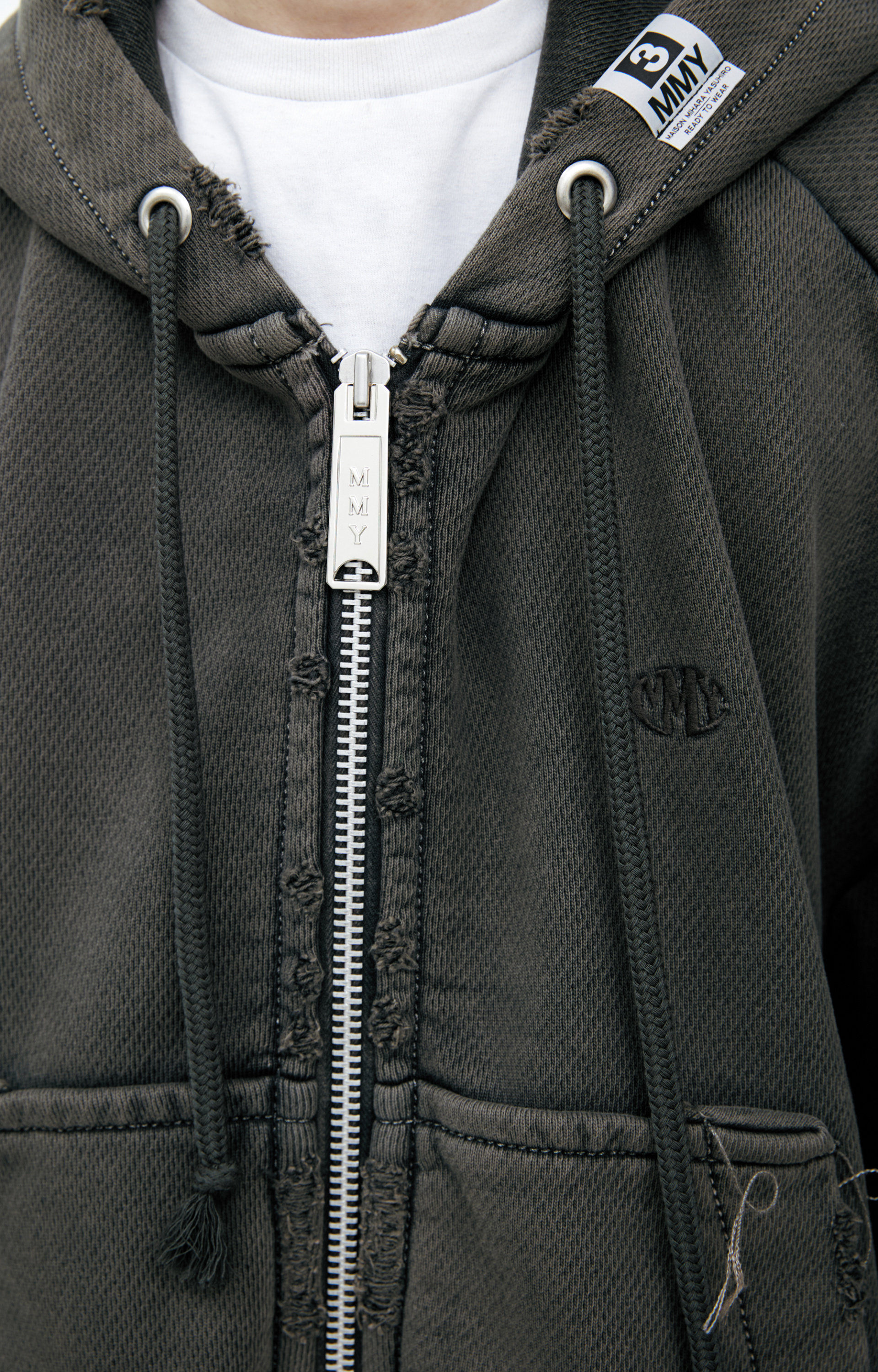 Maison Mihara Yasuhiro Grey hoodie with zipper