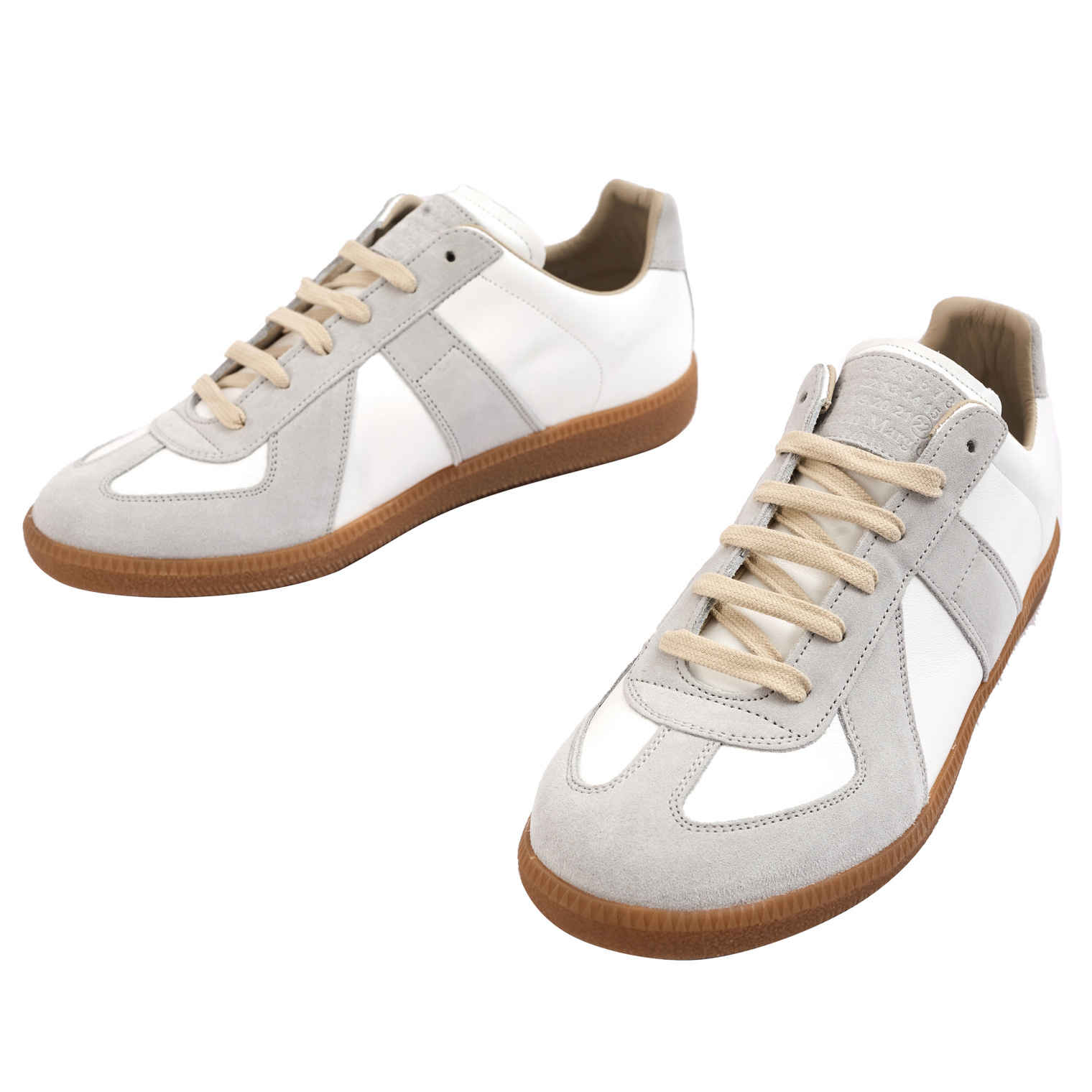 Buy Maison Margiela men leather replica sneakers in white for $540