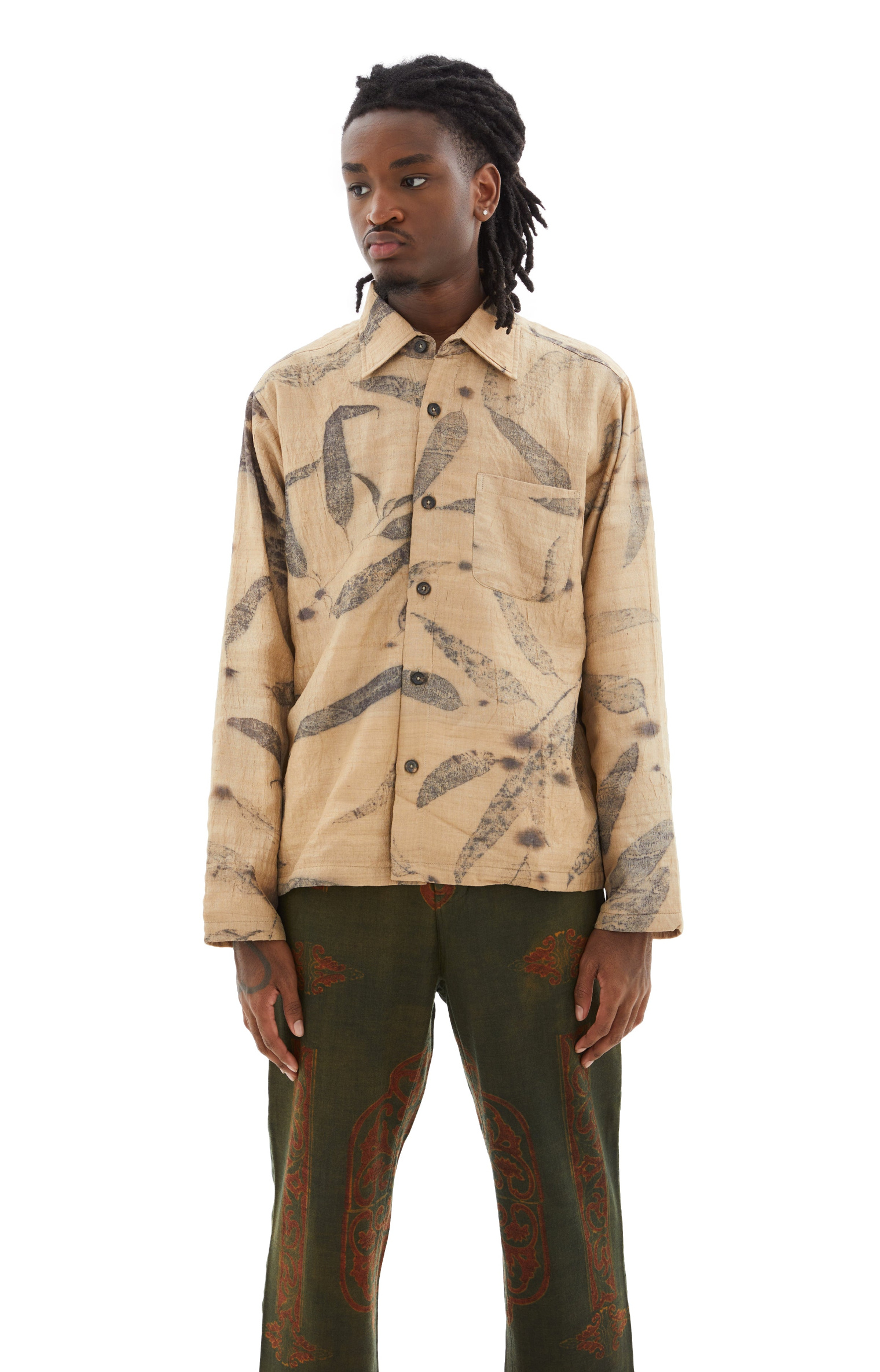 KARTIK Research Leaf Print Weighted Padded Overshirt