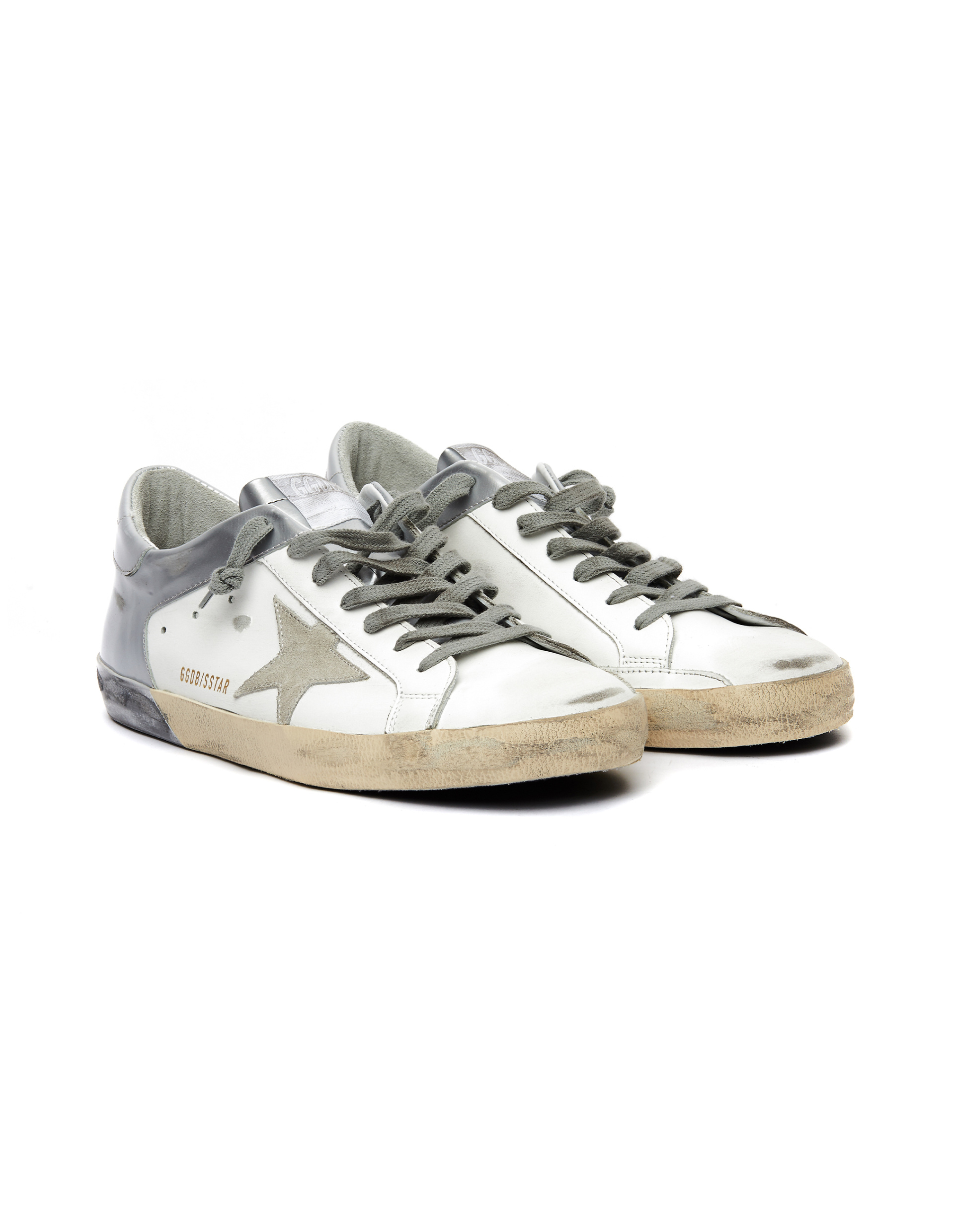 Golden Goose White & Silver Superstar Sneakers