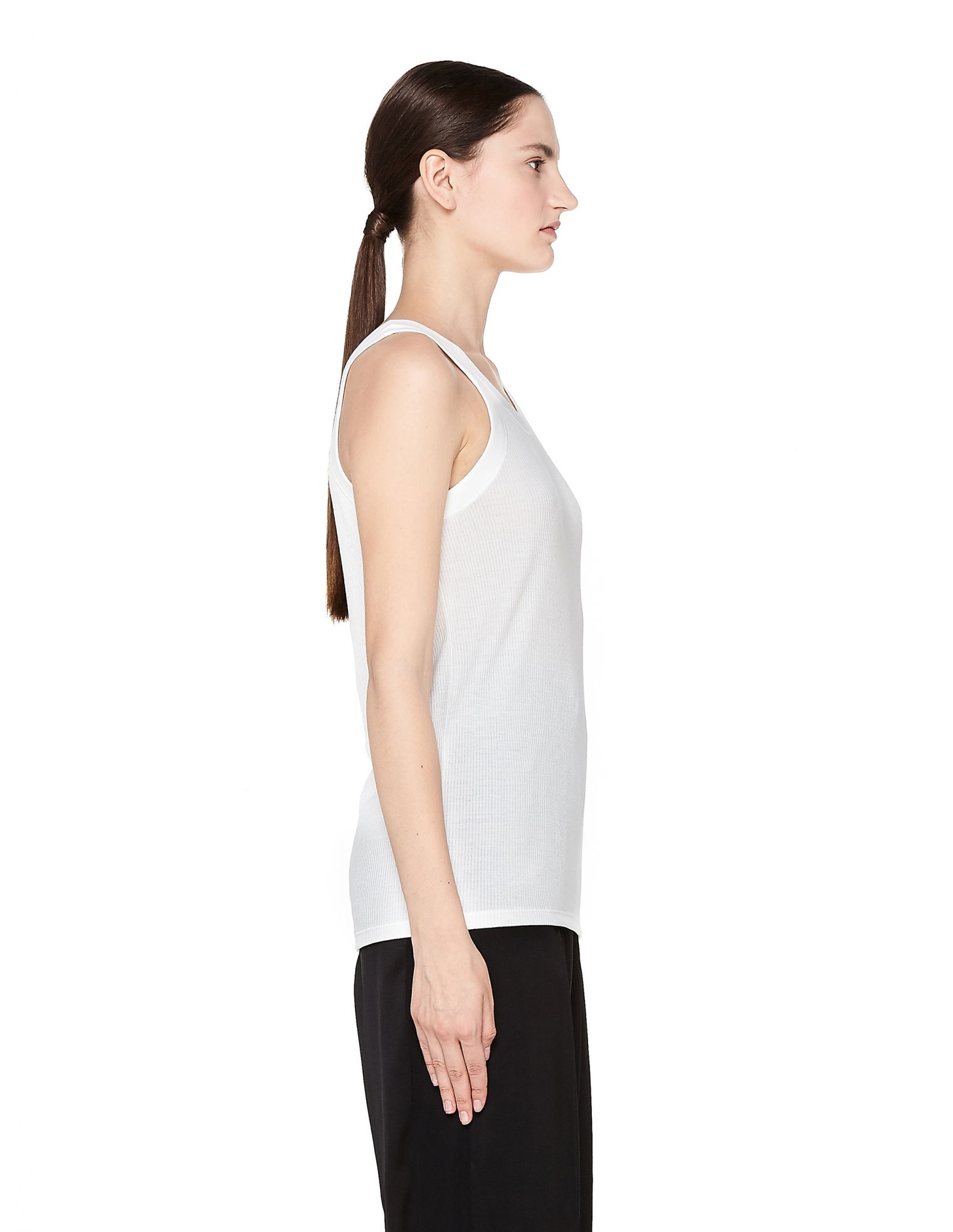 The Row White Ribbed Tank Top
