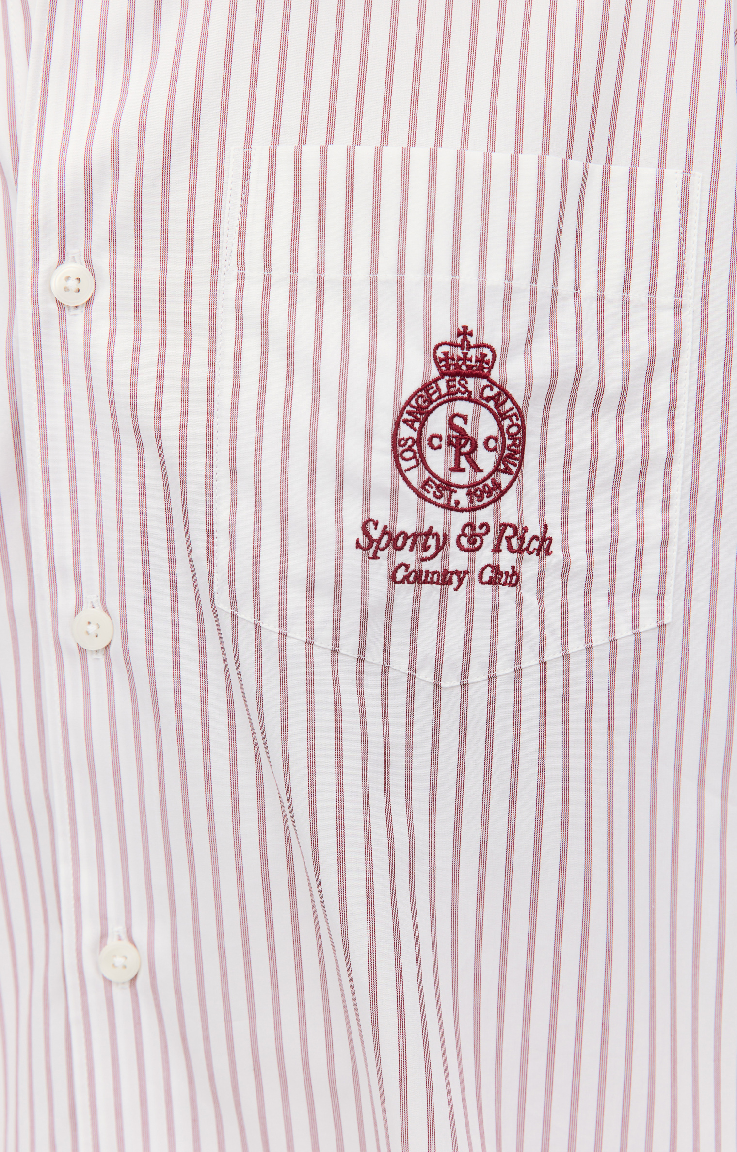 SPORTY & RICH Logo-embroidered striped shirt
