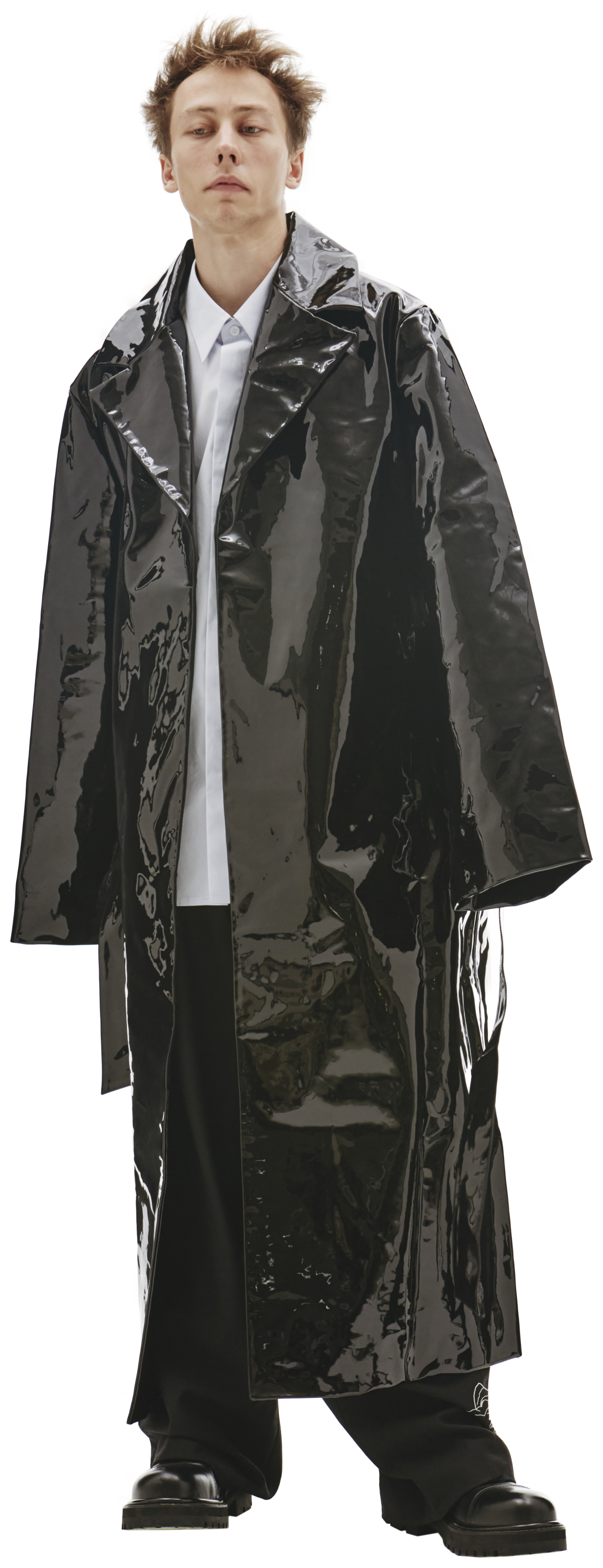VETEMENTS Black Patent Leather Coat