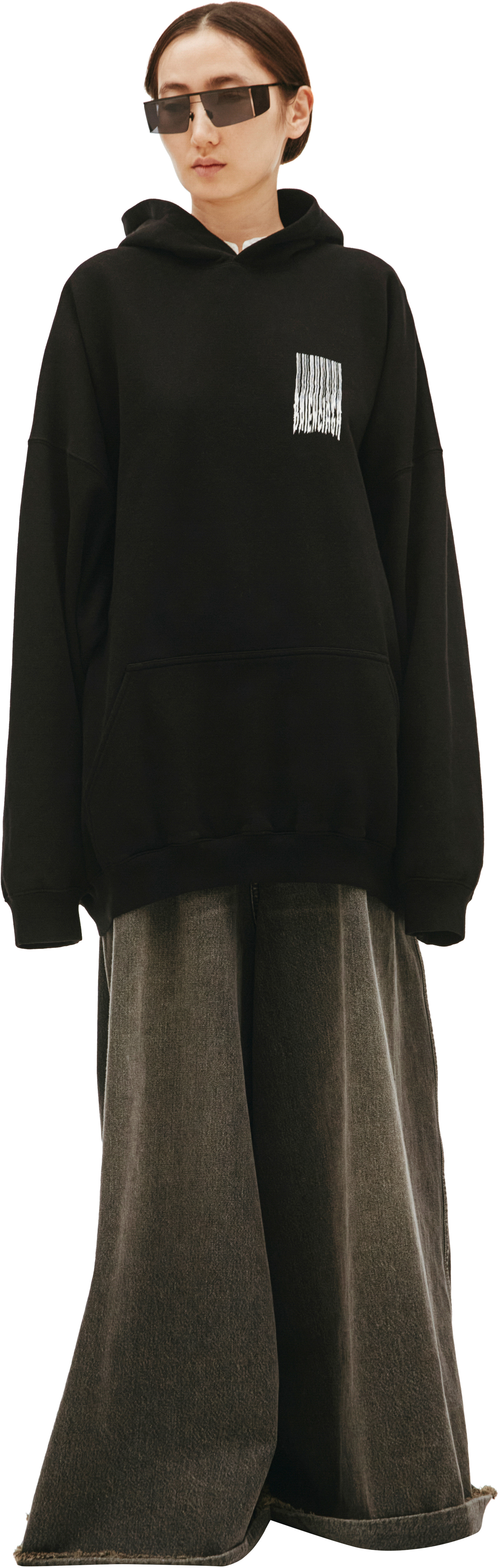 Balenciaga Black Printed Hoodie