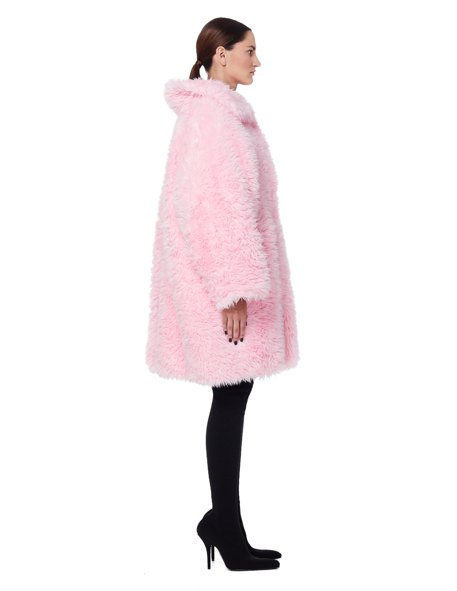 Balenciaga Pink Faux Fur Swing Coat