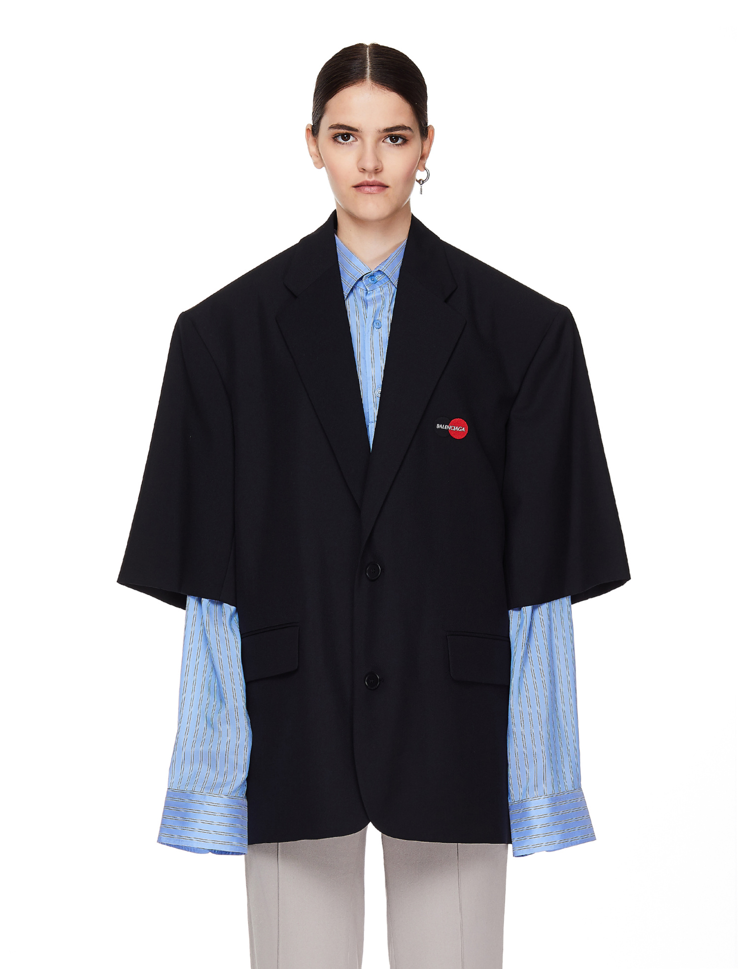 Balenciaga Черный пиджак Uniform с короткими рукавами