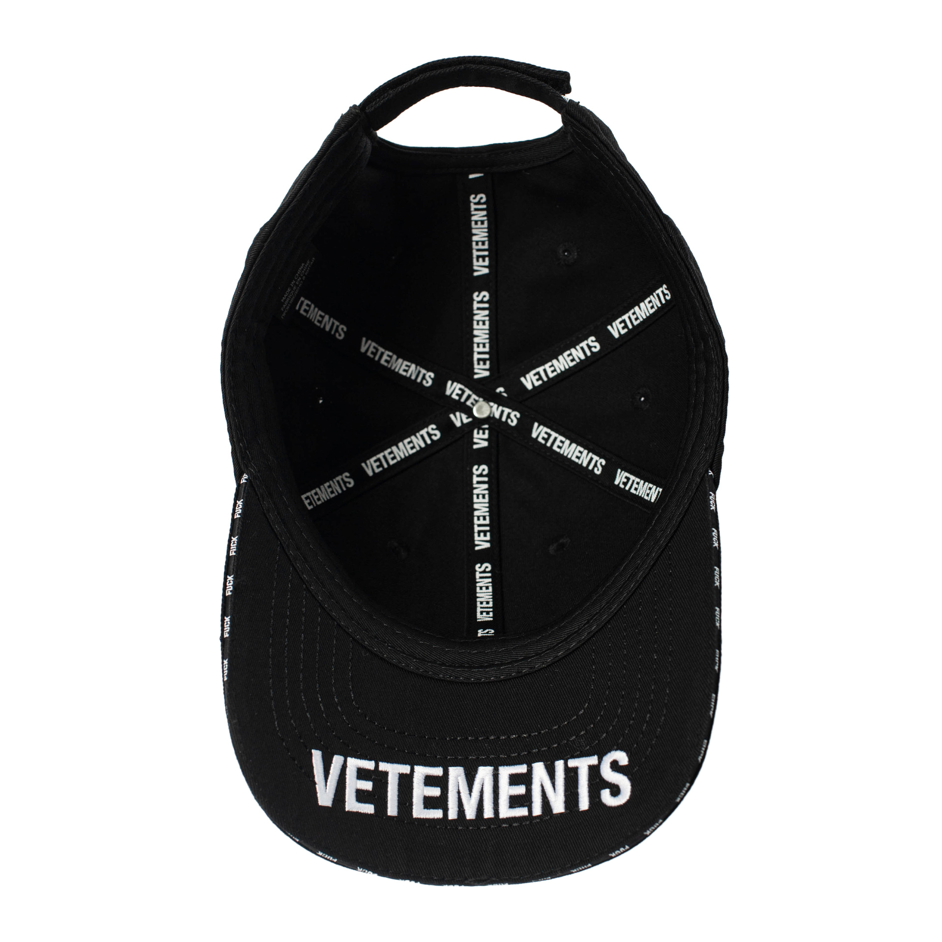 VETEMENTS Black Embroidered Fuck Cap