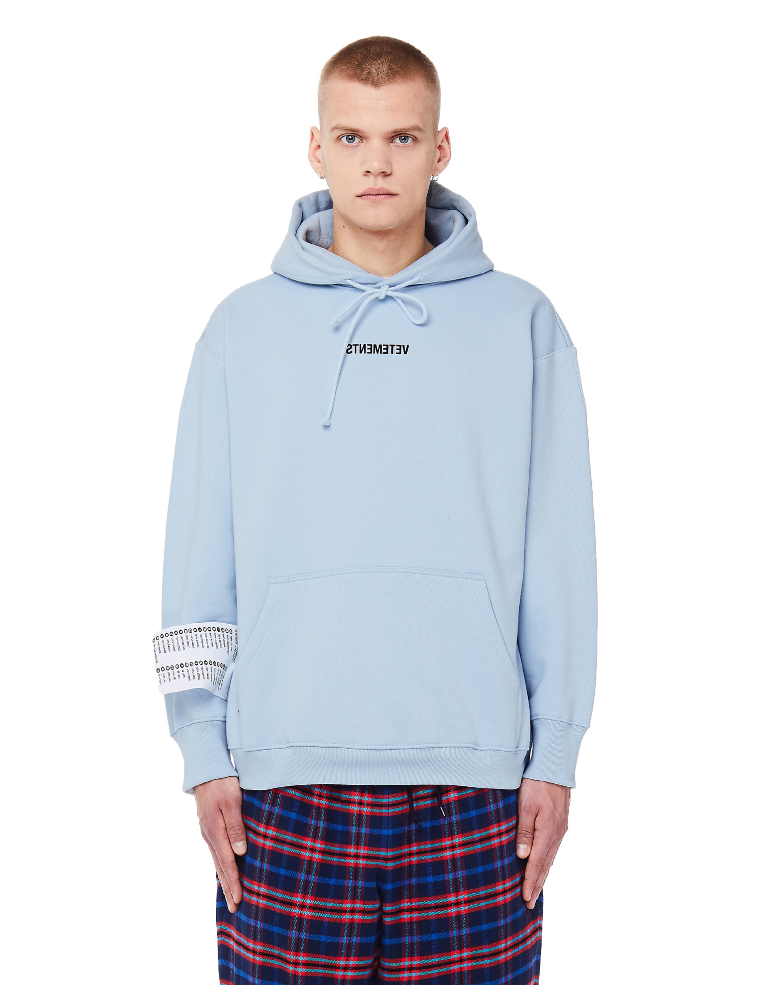 VETEMENTS Light Blue Inverted Logo Hoodie