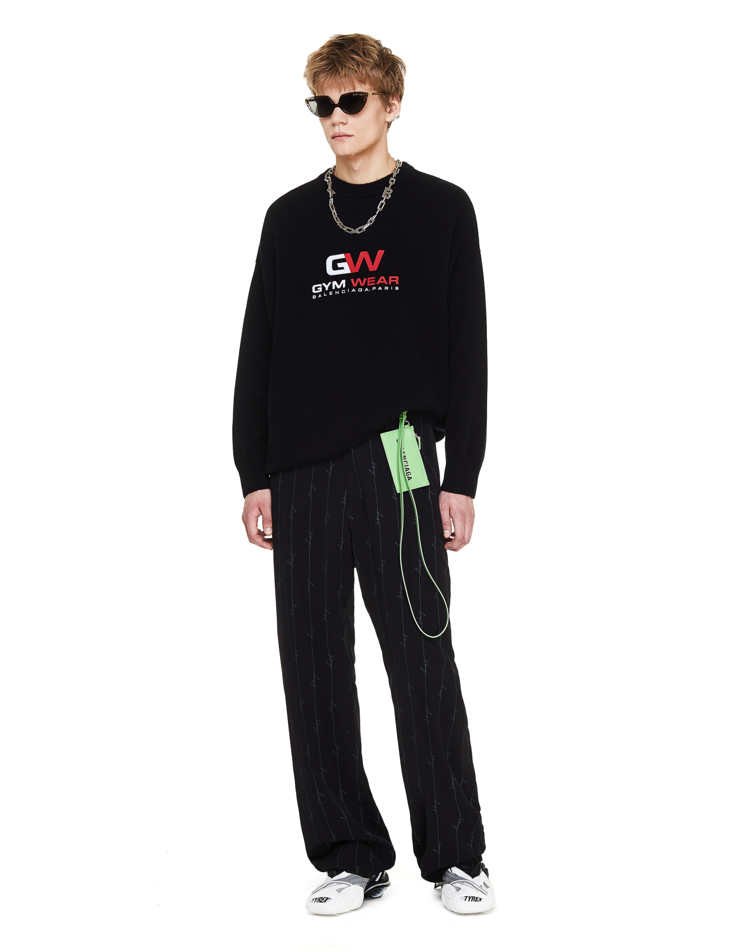 Balenciaga Зеленый кожаный кошелек с логотипом