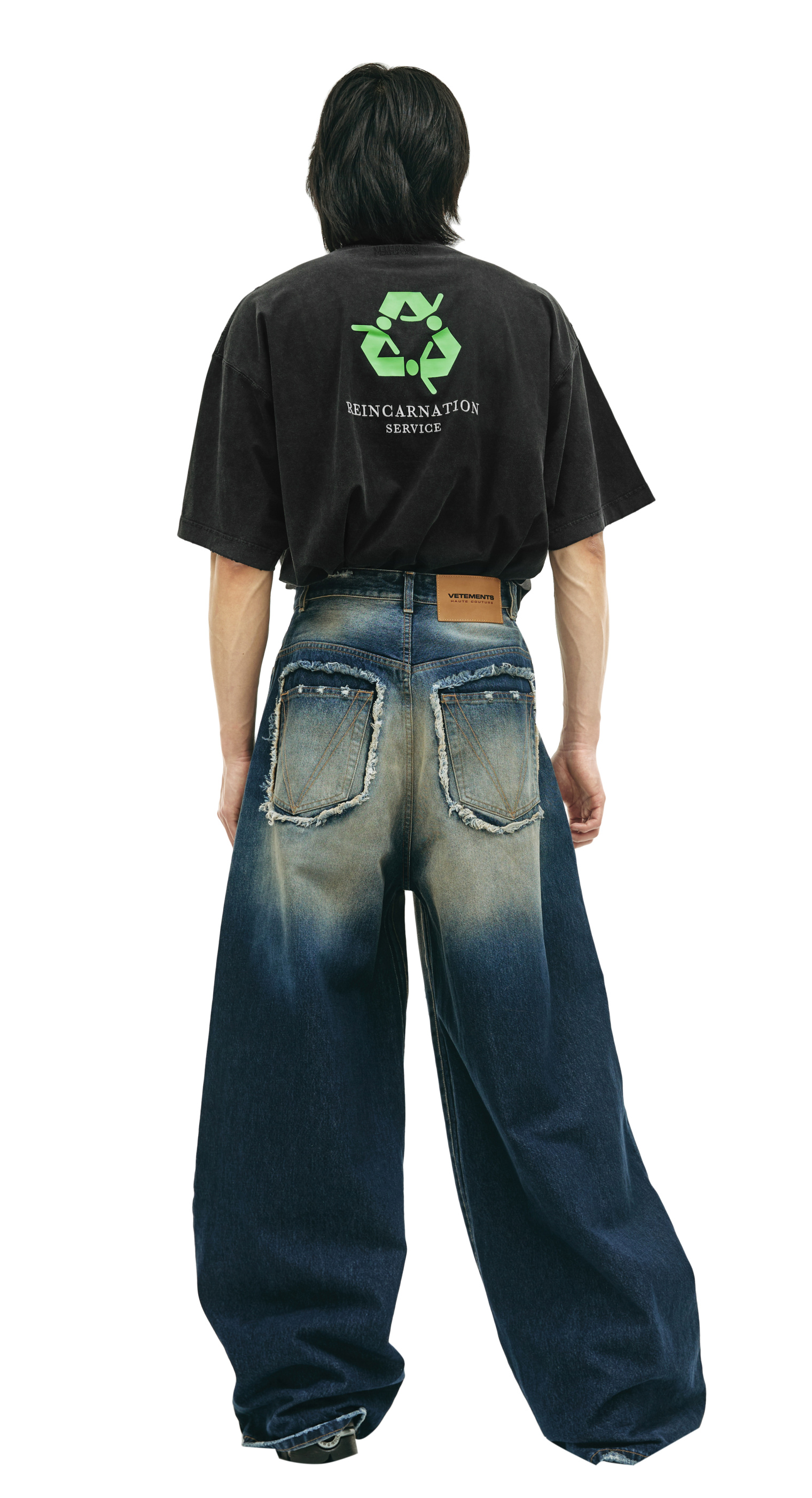 VETEMENTS Широкие джинсы с рваными коленями