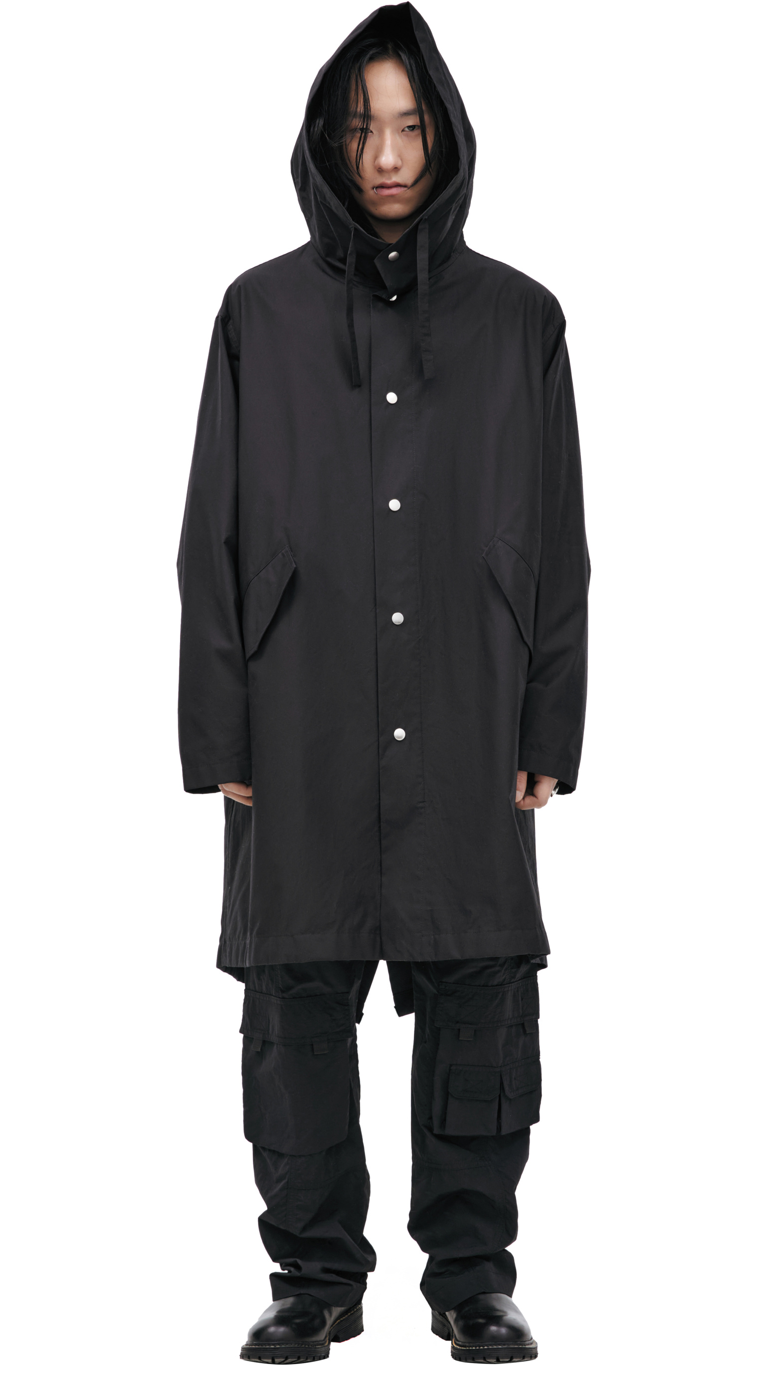 Buy Jil Sander men black logo parka for €958 online on SV77
