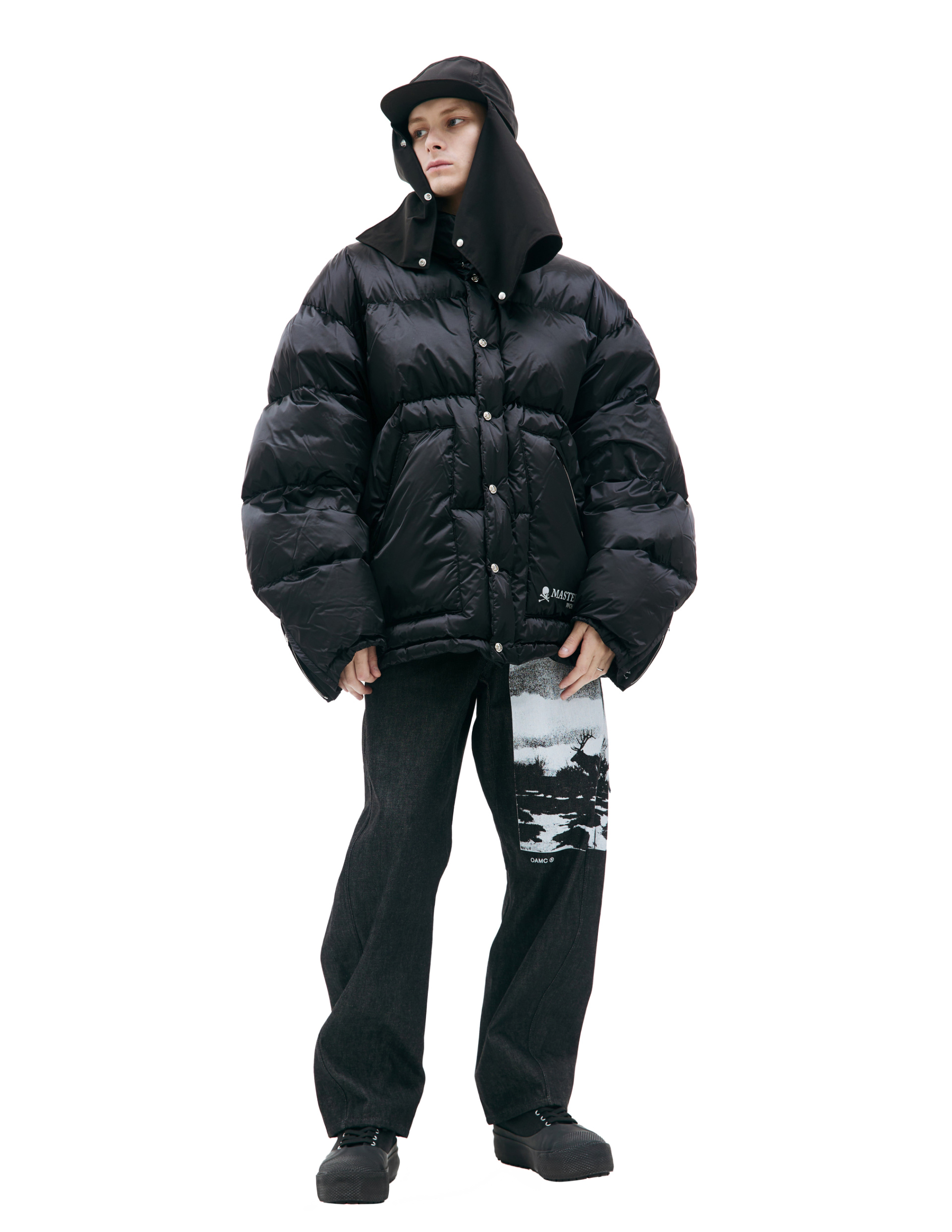 Mastermind WORLD Black logo down jacket