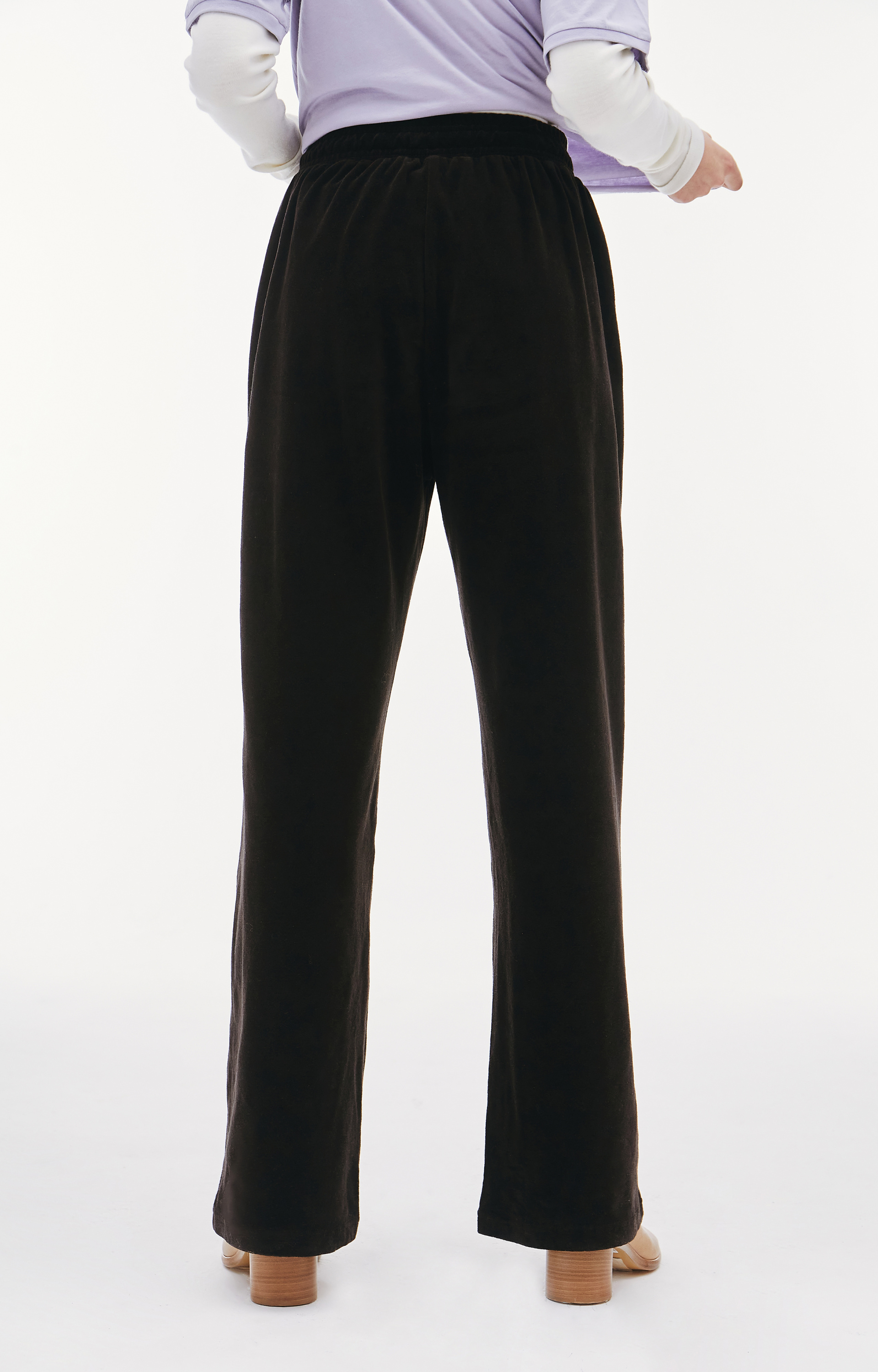 Vojettes Black & Green Embroidered Velvet Trousers