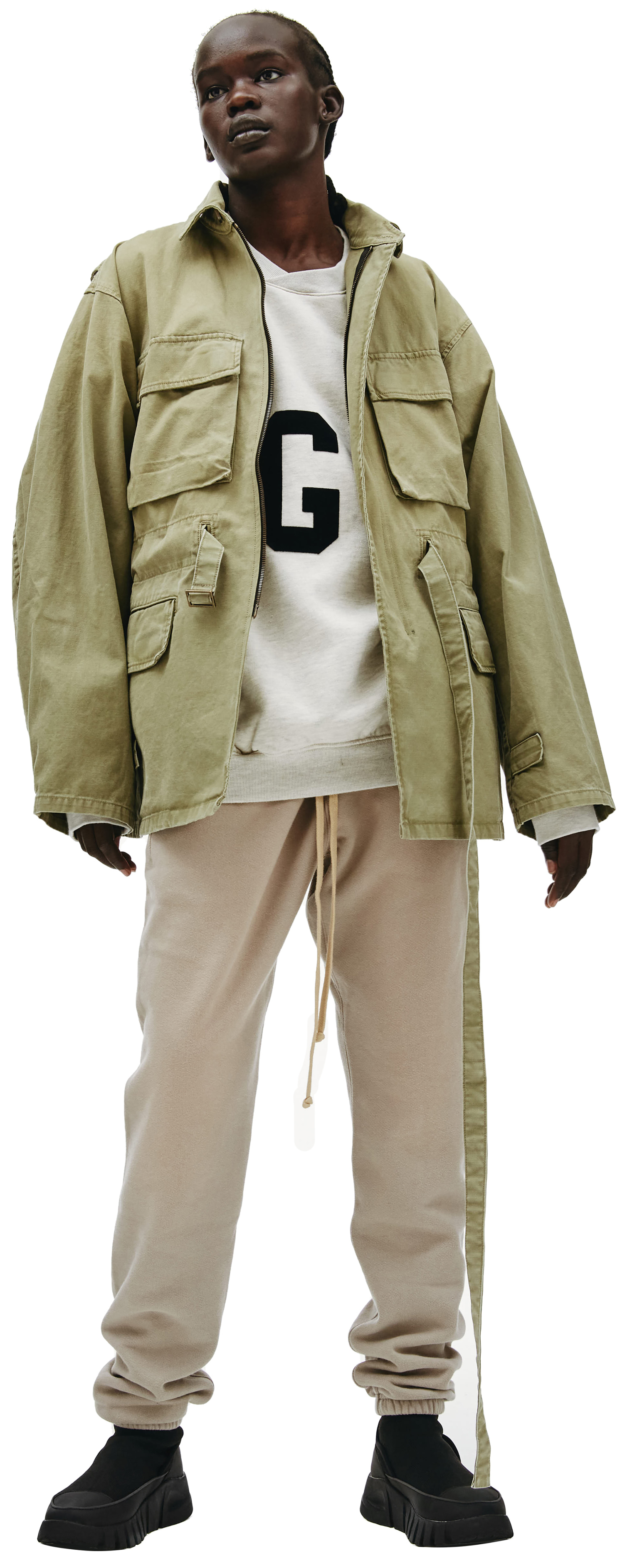 Fear of God Belted Cotton Jacket In Army