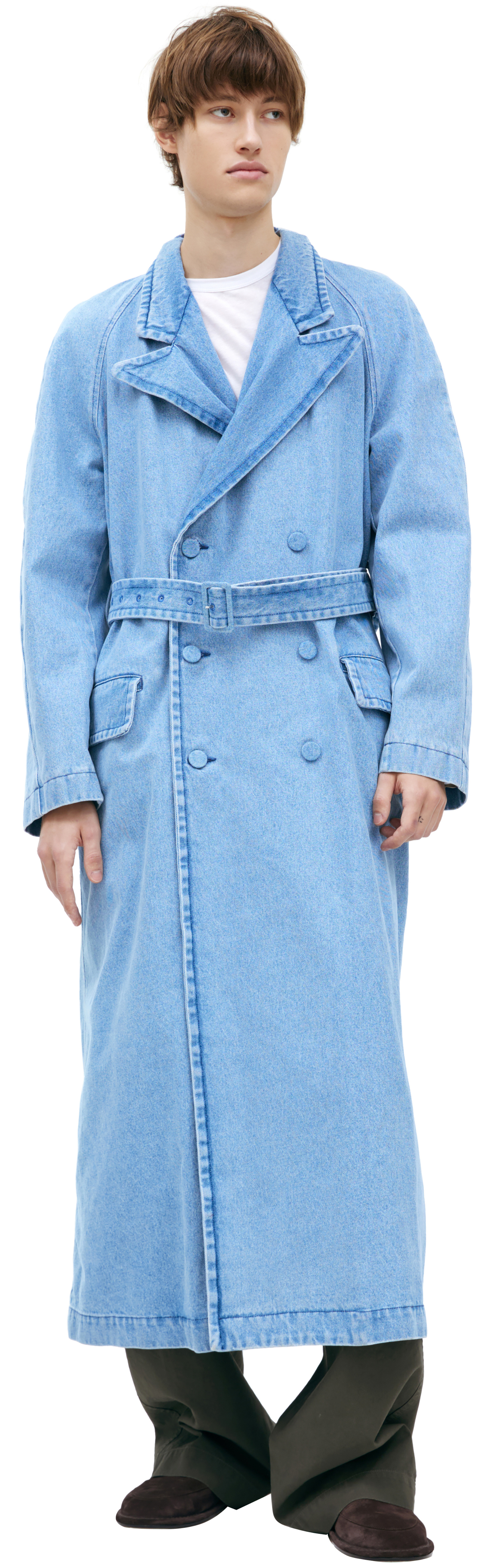 Dries Van Noten Denim trench coat with belt