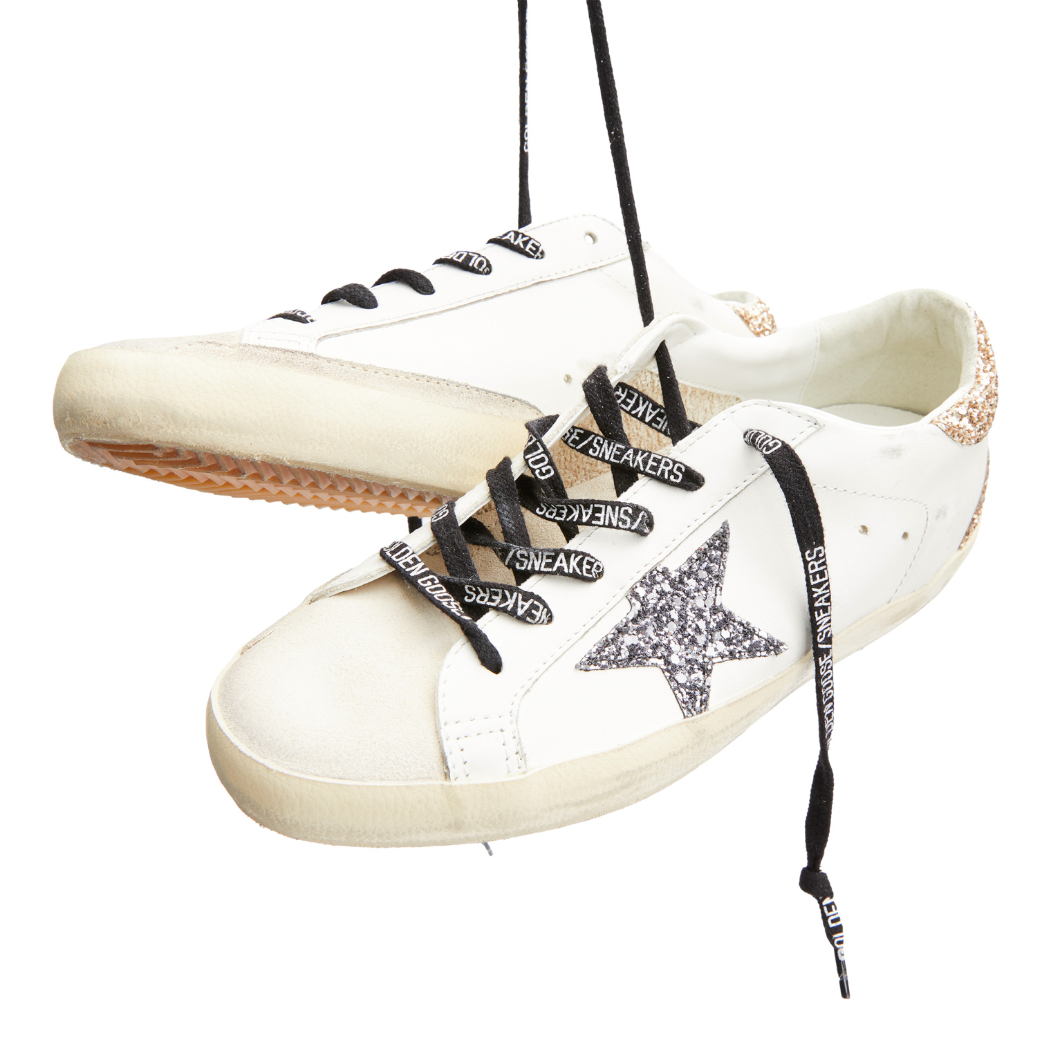 Golden Goose Super Star leather sneakers with glitter star