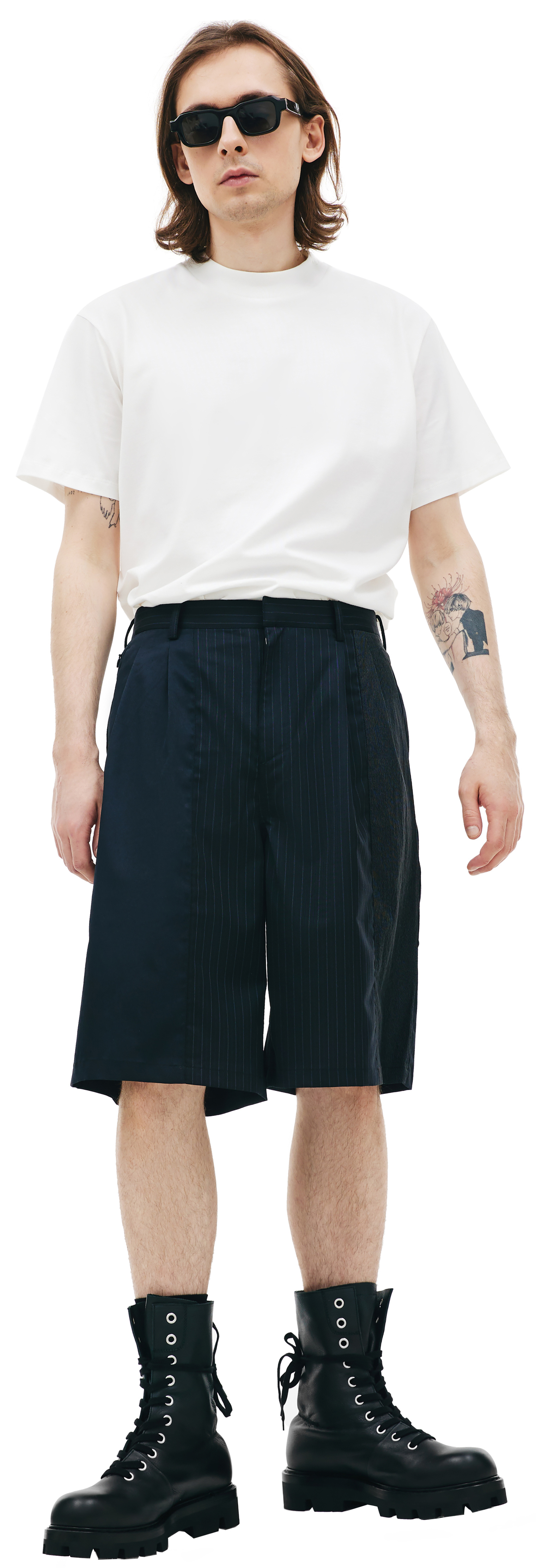 KIMMY Striped patchwork shorts