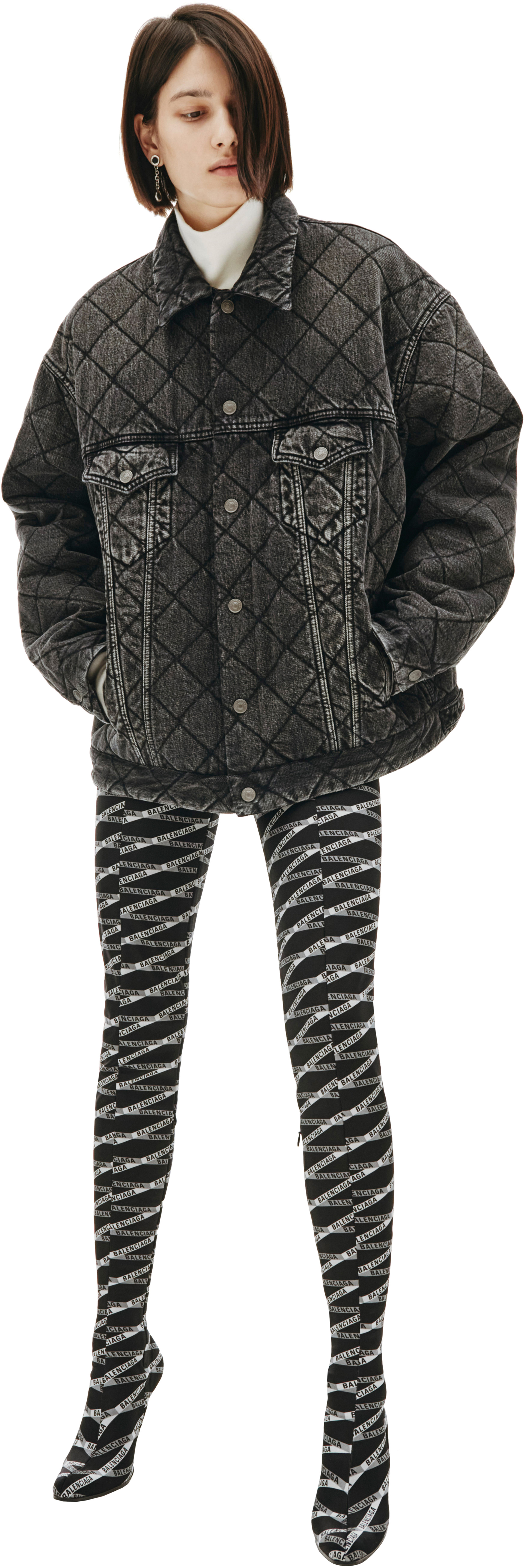 Balenciaga Grey Denim Printed Jacket