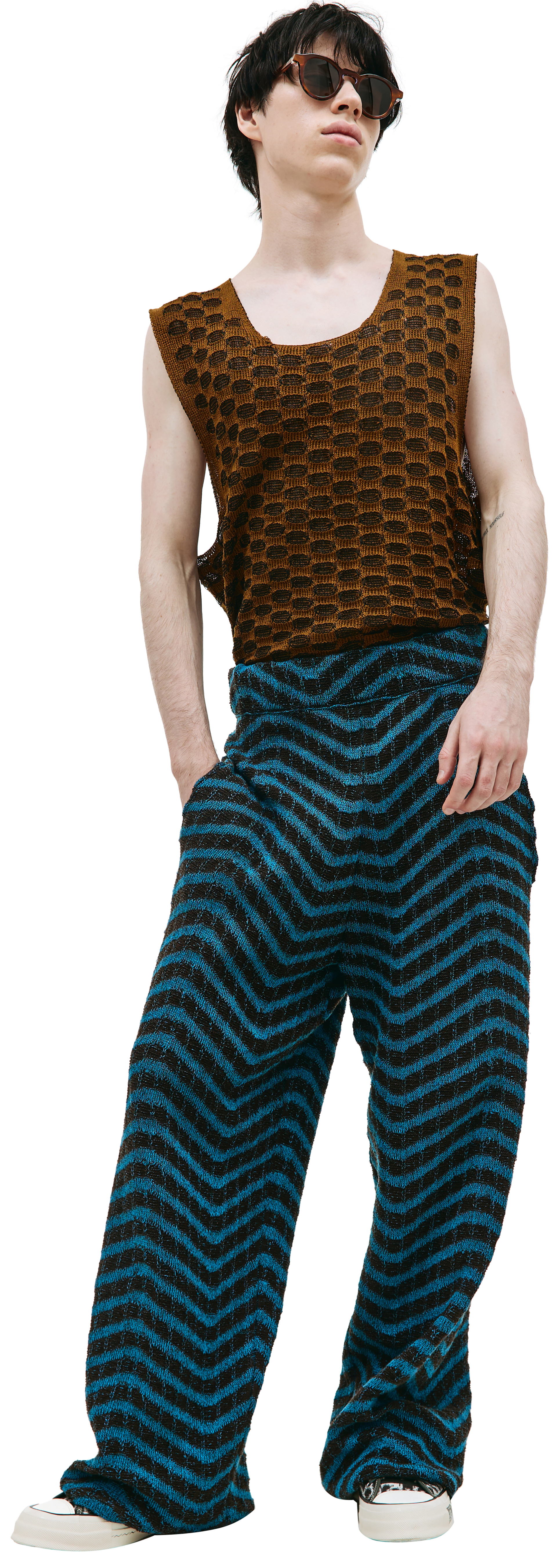 Isa Boulder Knit stripes trousers