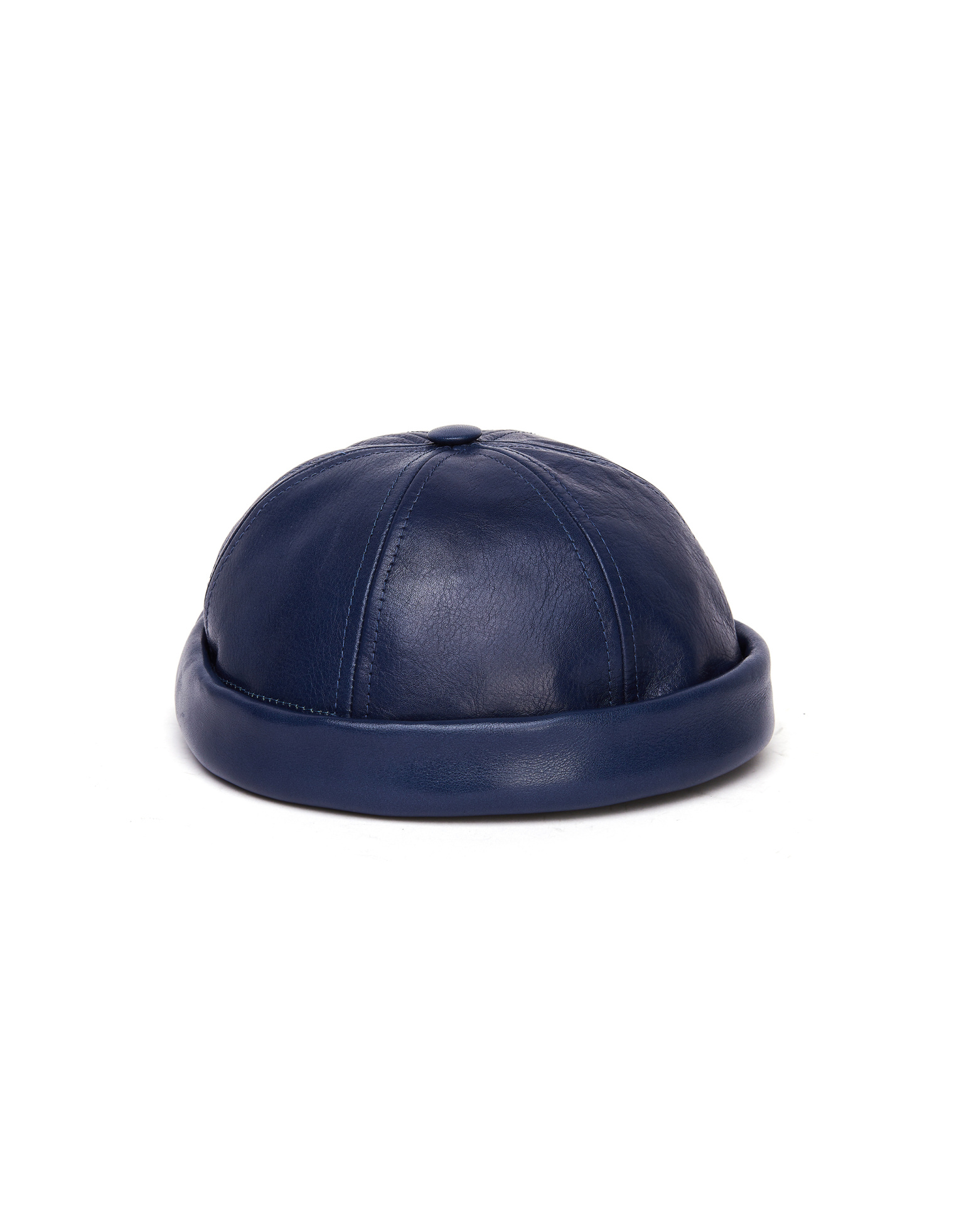 Junya Watanabe Beton Cire Navy Leather Beanie Hat
